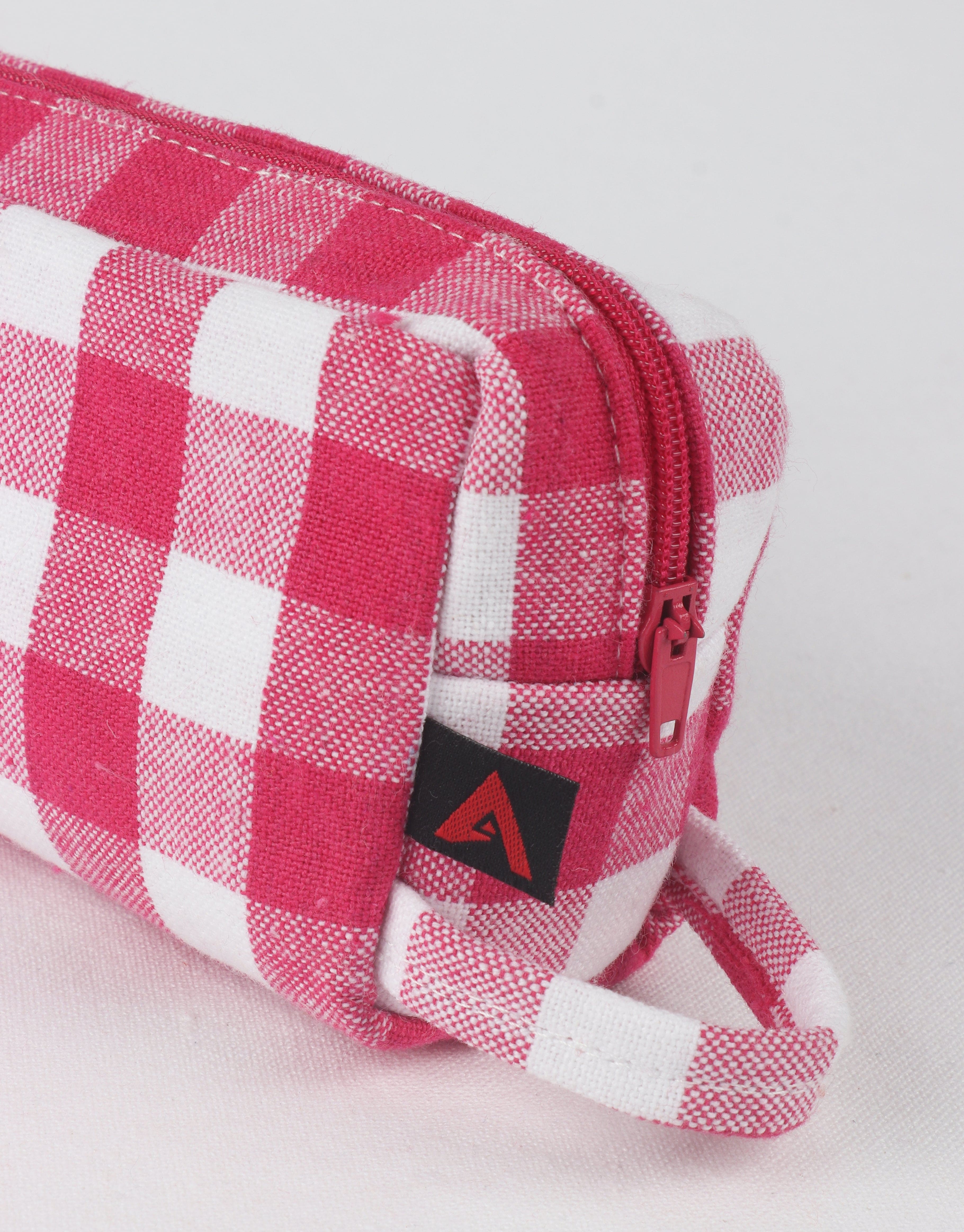 Cotton Rose Checked Pencil Pouches - Pack of 2 pcs