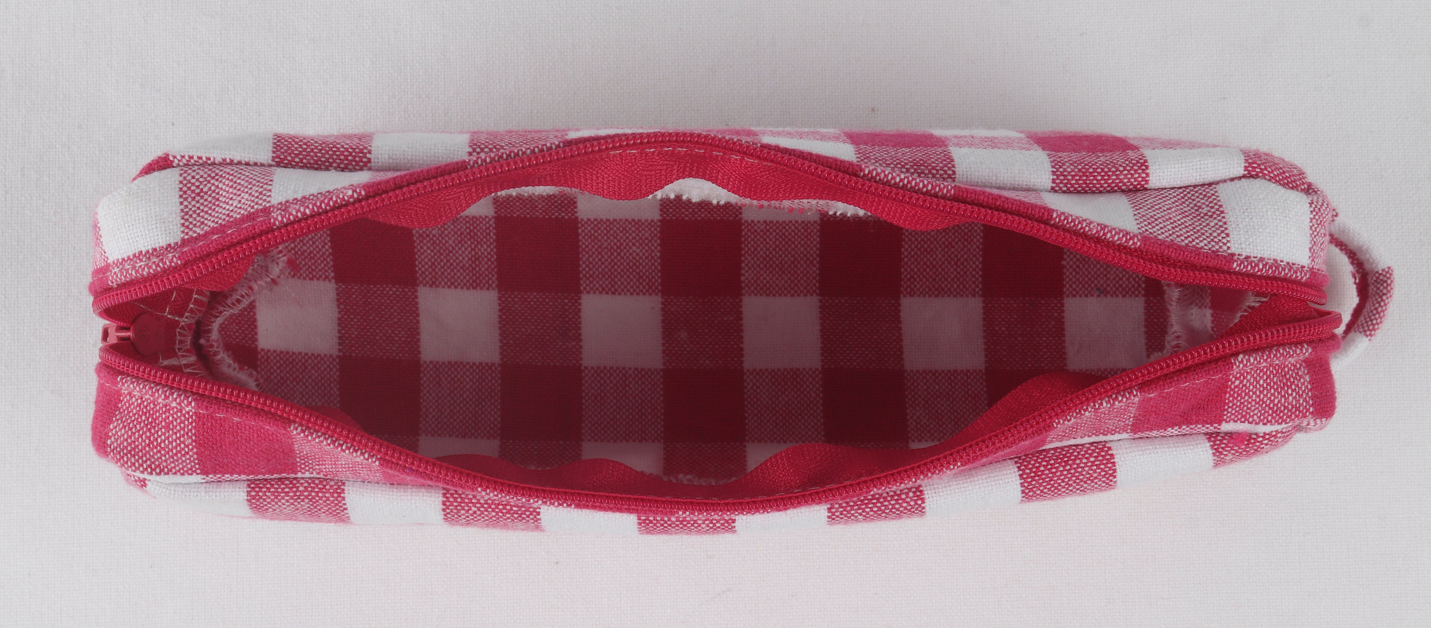 Cotton Rose Checked Pencil Pouches - Pack of 2 pcs