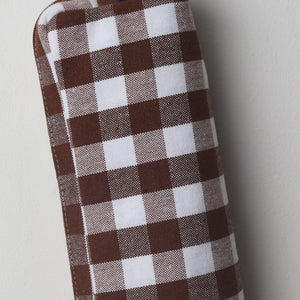 Cotton Checked Brown Pencil Pouches - Pack of 2 pcs