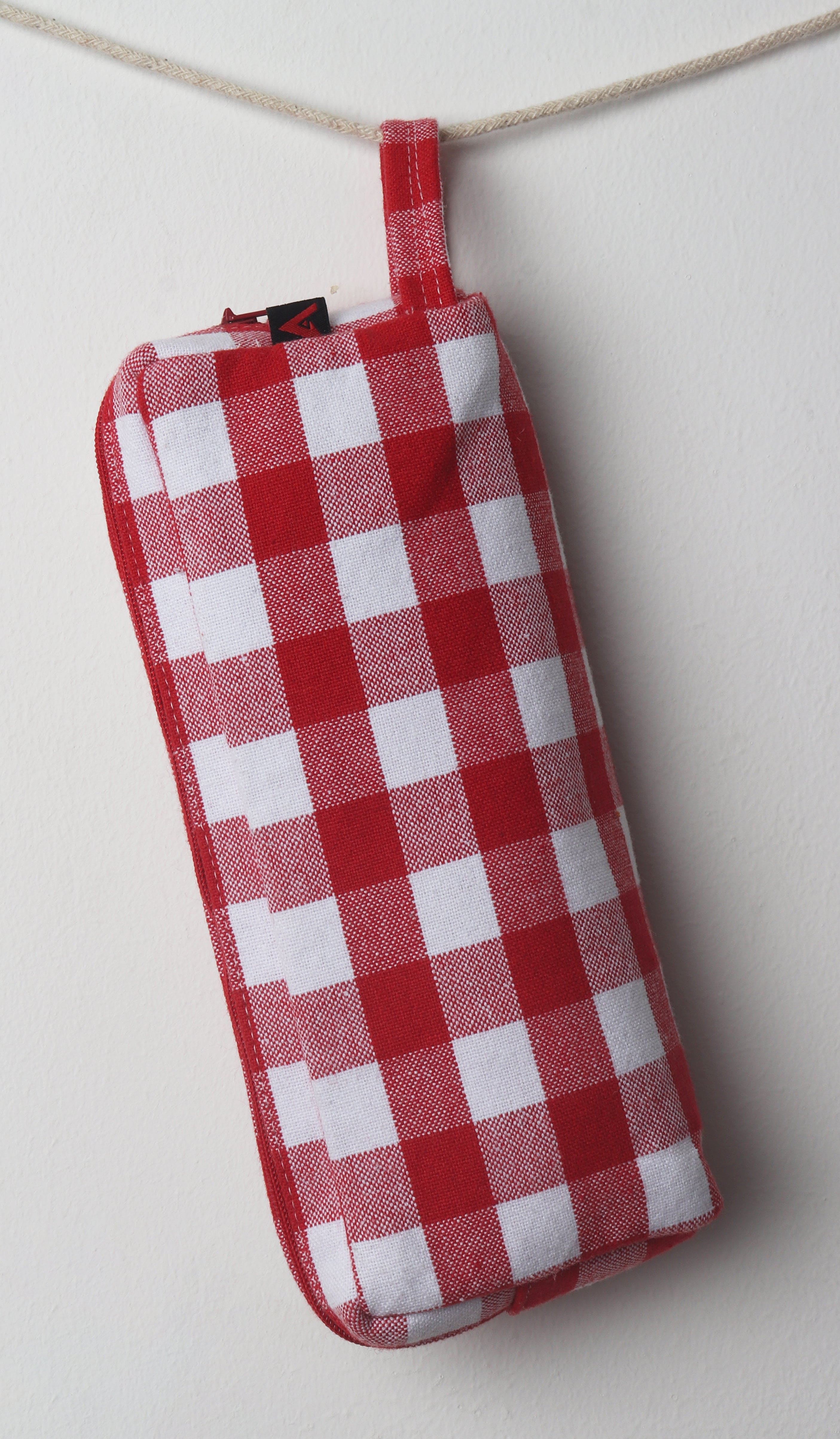 Cotton Red & White Checked Pencil Pouches - Pack of 2 pcs