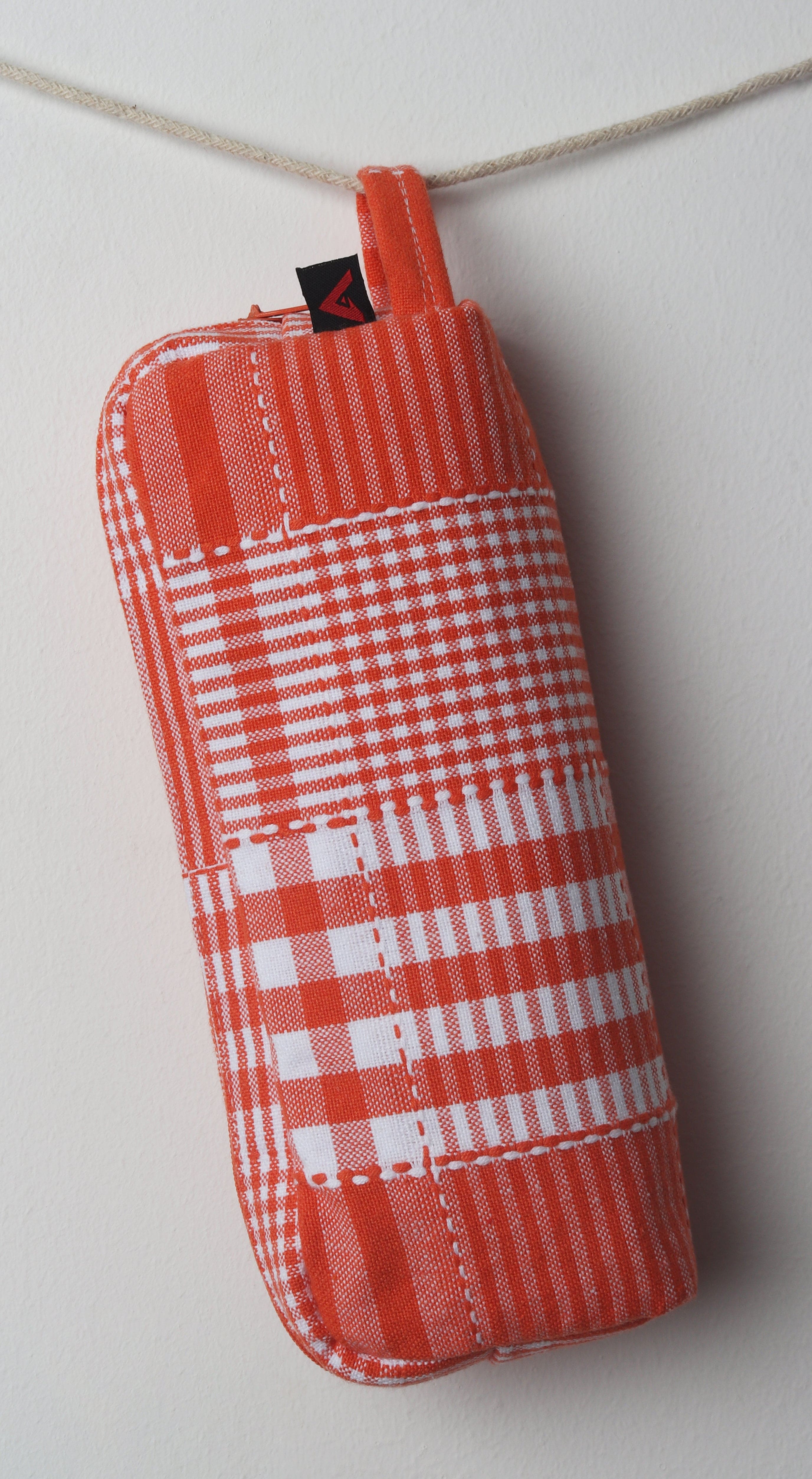 Cotton Orange Checked Pencil Pouches Pack of 2
