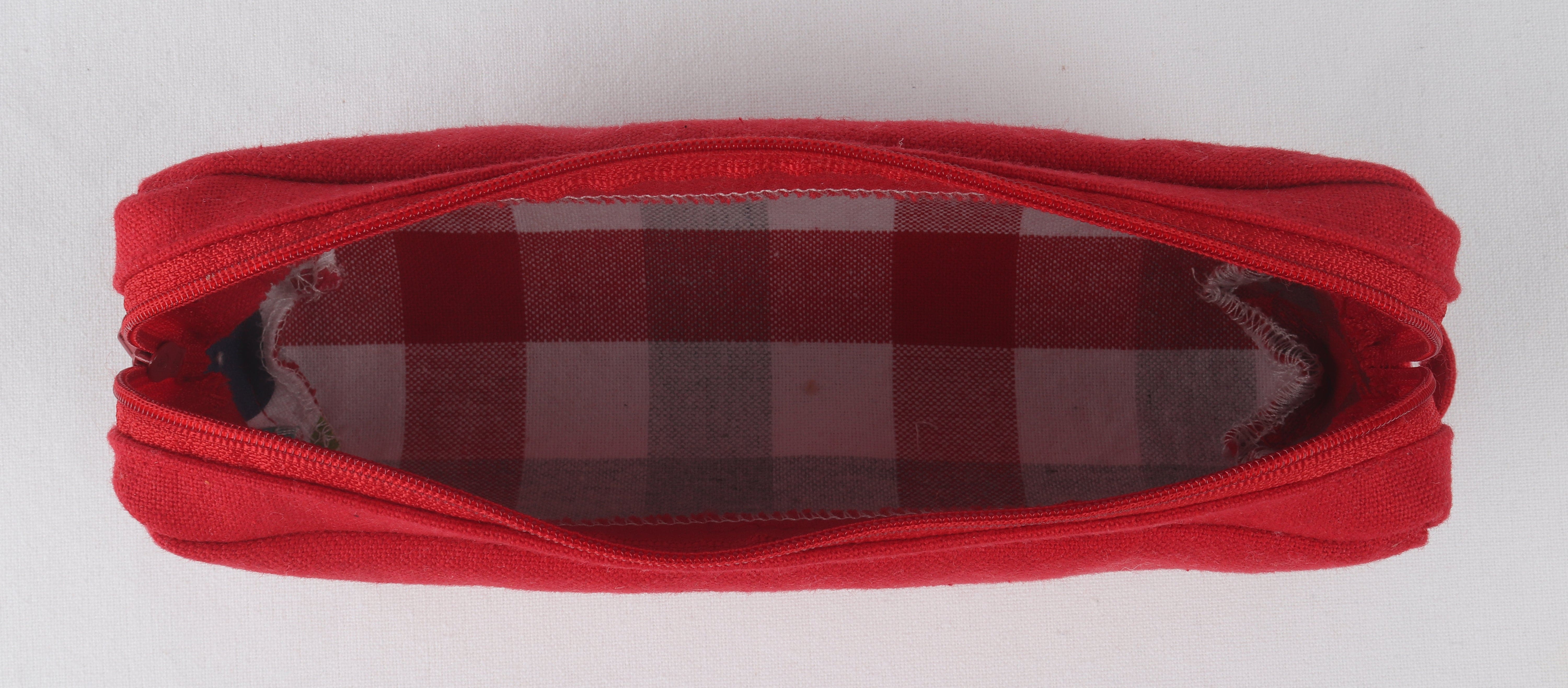 Cotton Red Pencil Pouches - Pack of 2 pcs