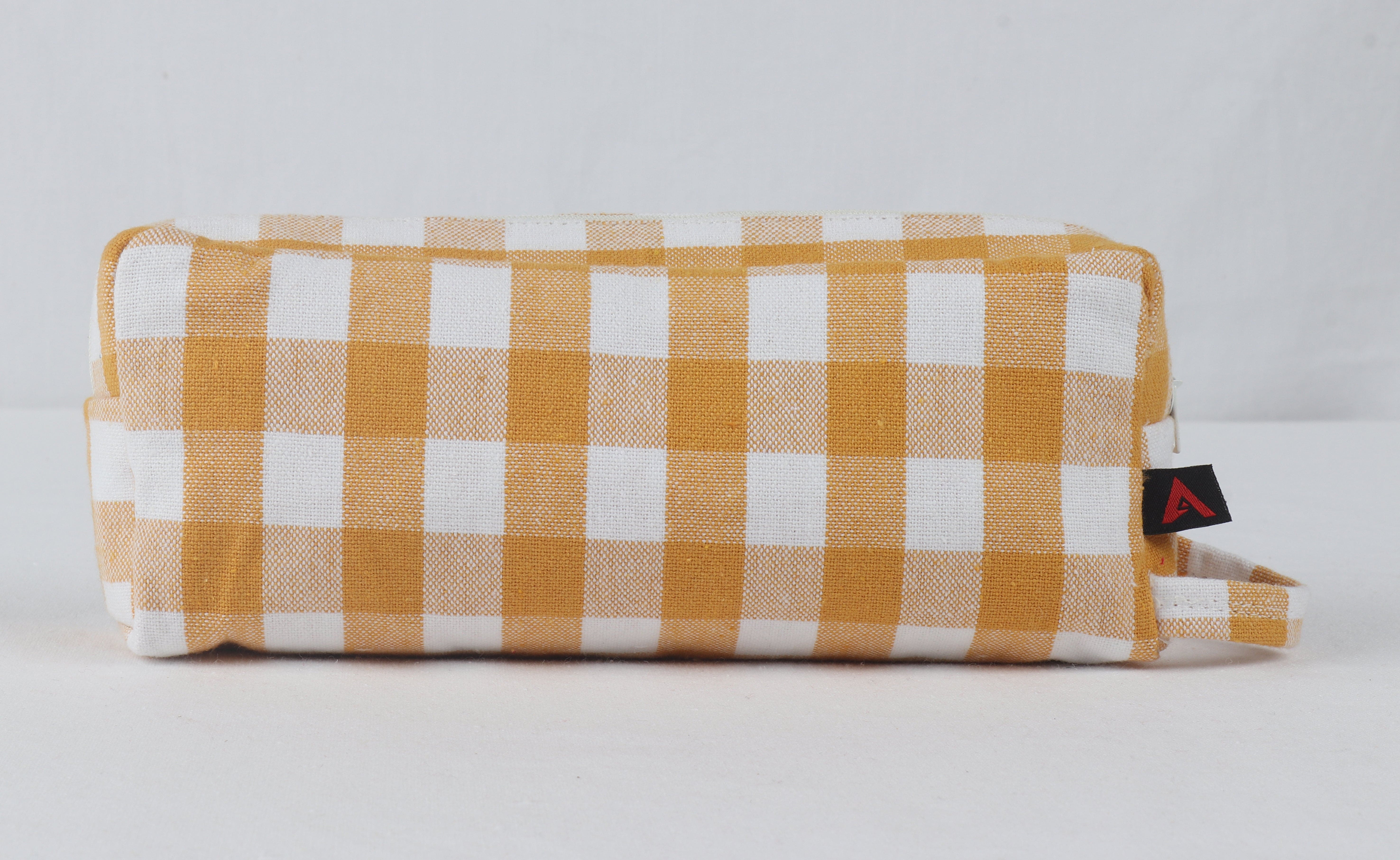Cotton Orange Checked Pencil Pouches