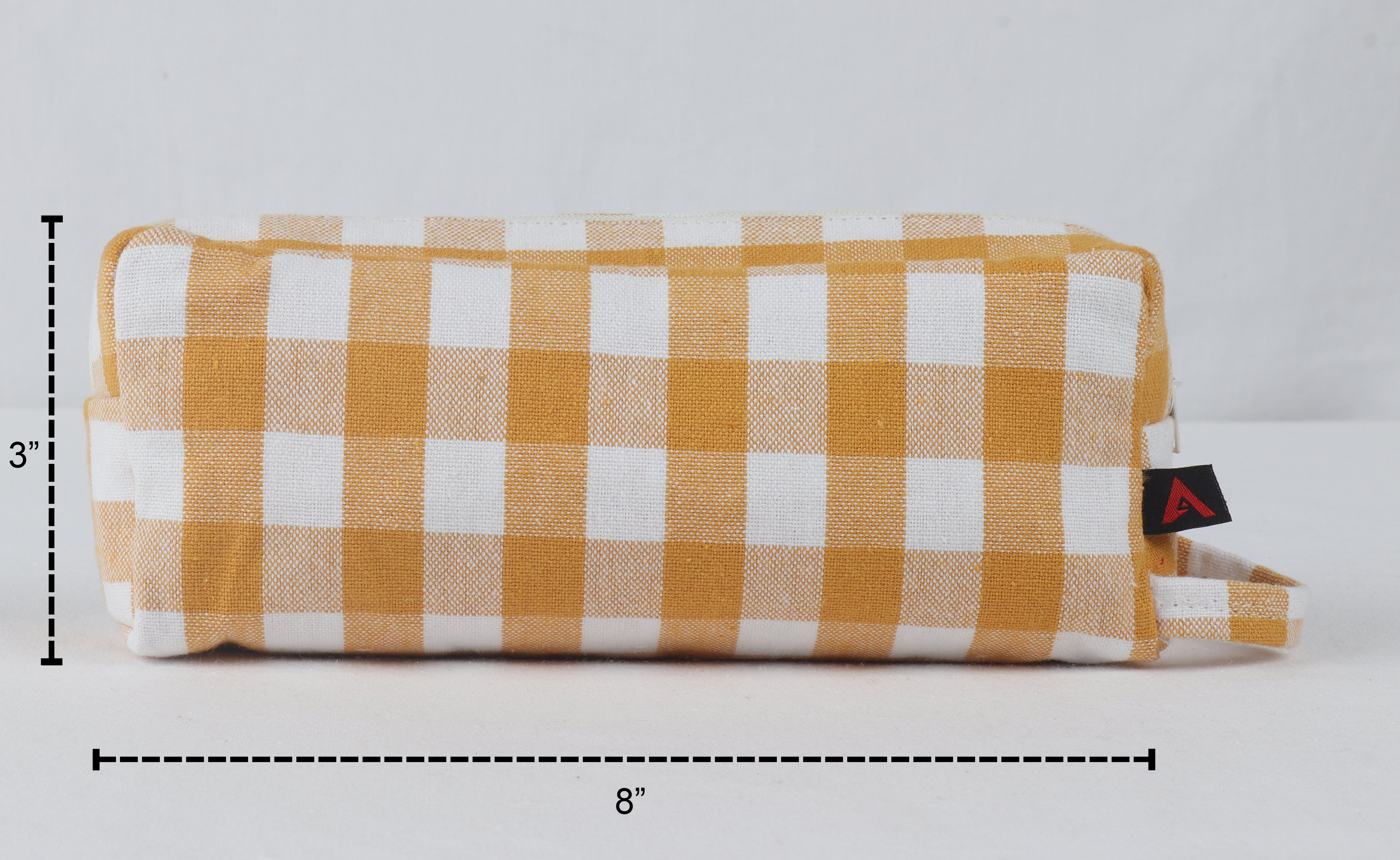 Cotton Orange Checked Pencil Pouches