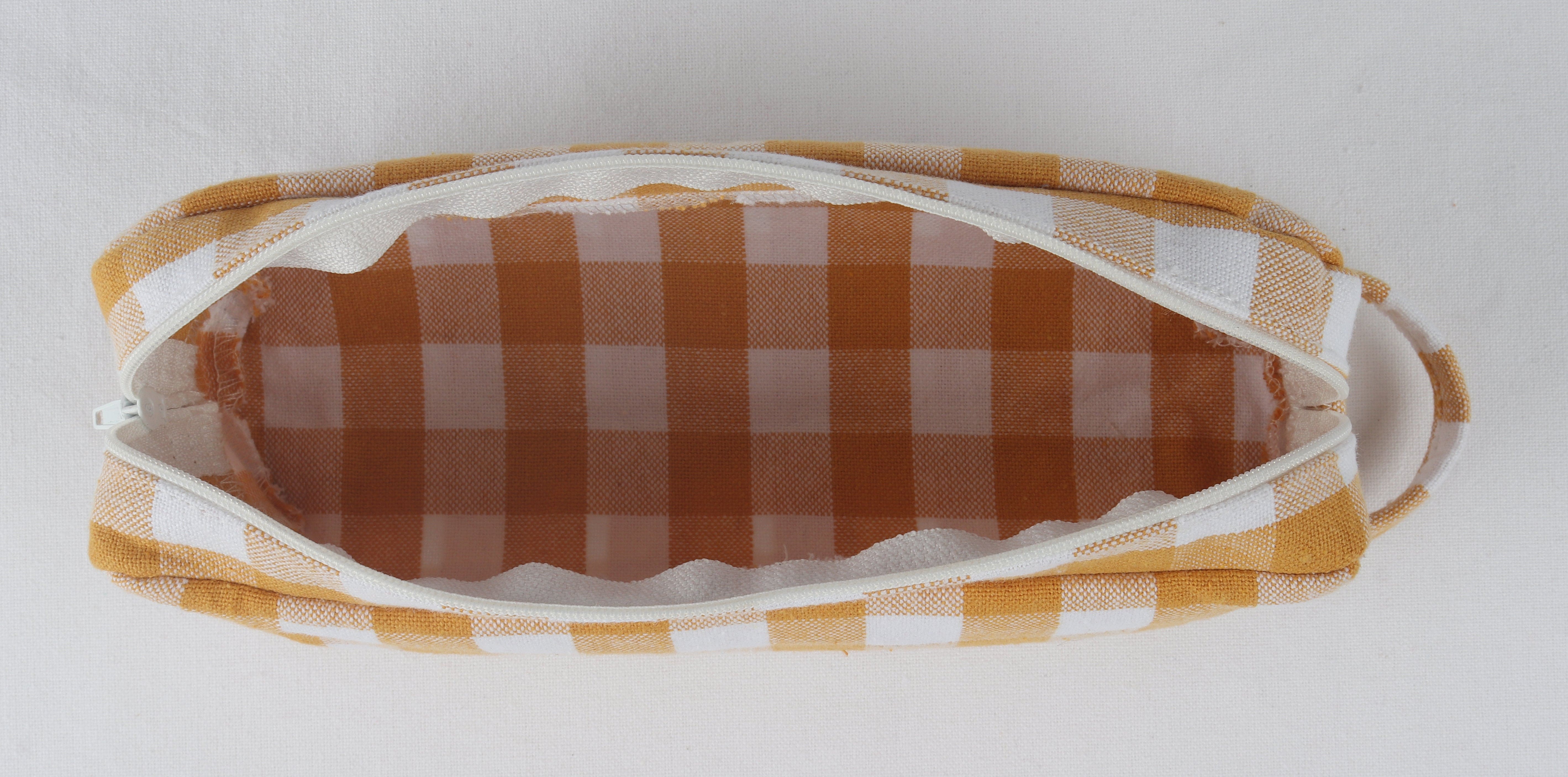 Cotton Orange Checked Pencil Pouches