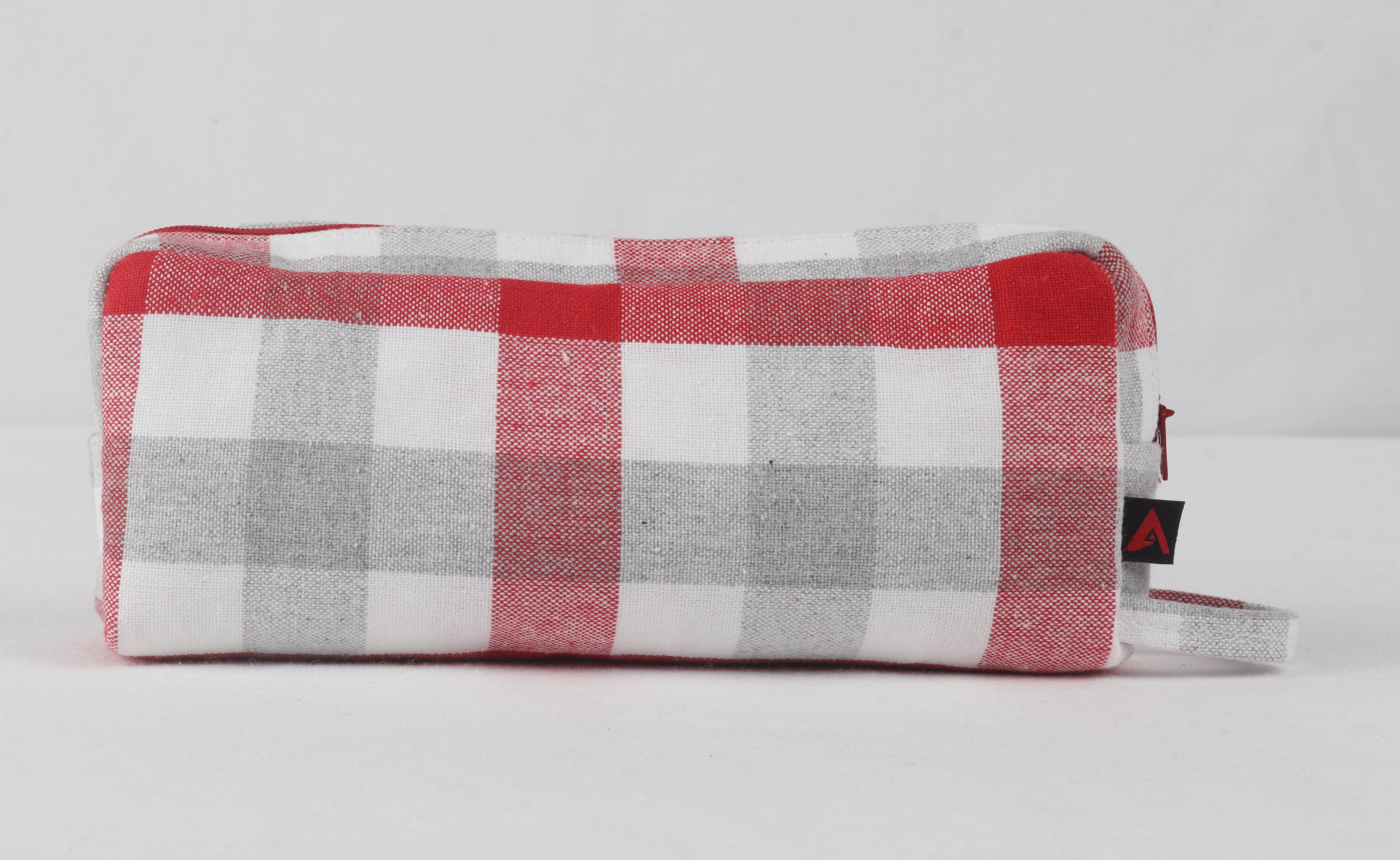 Cotton Checked Orange Pencil Pouches