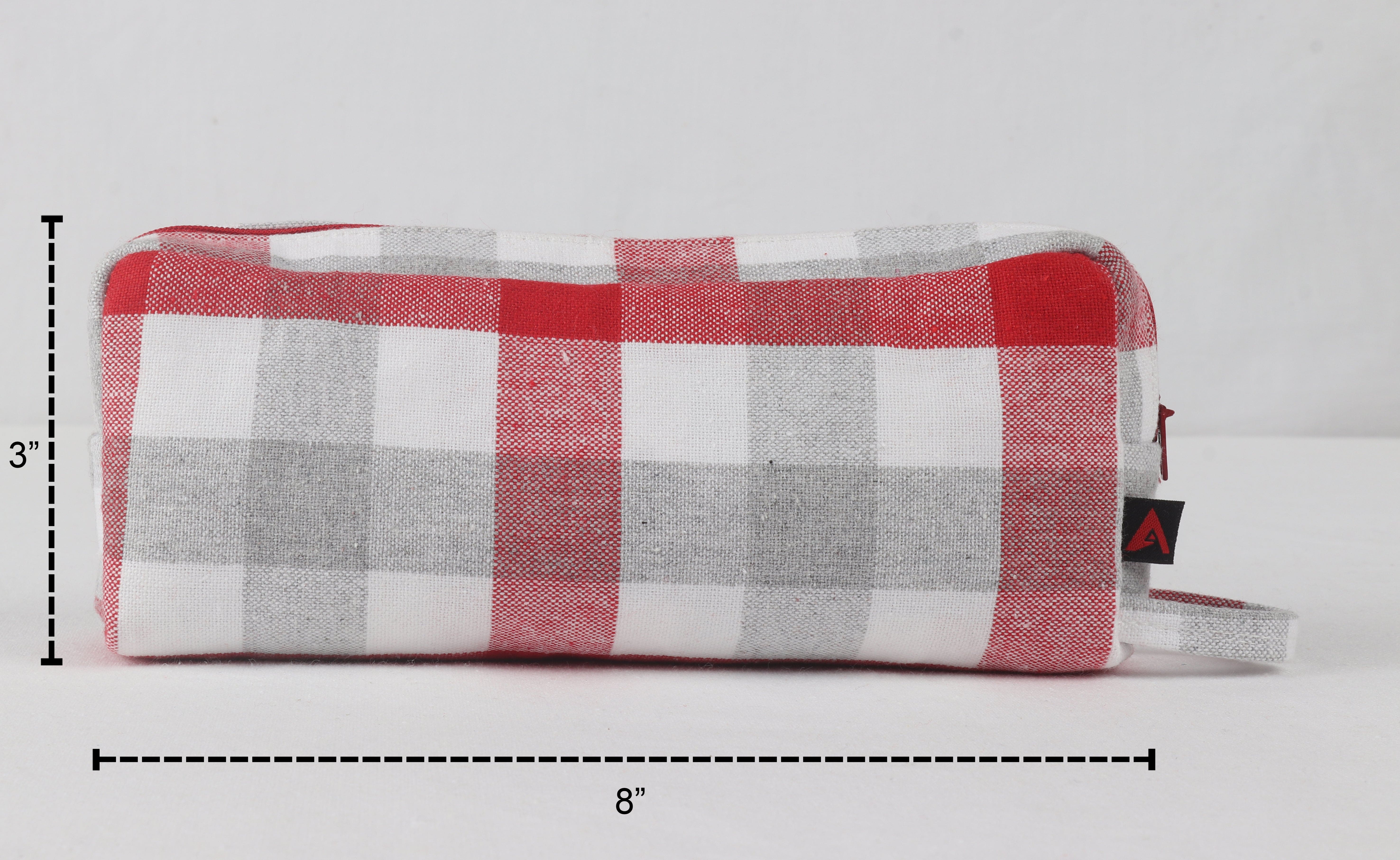Cotton Checked Orange Pencil Pouches