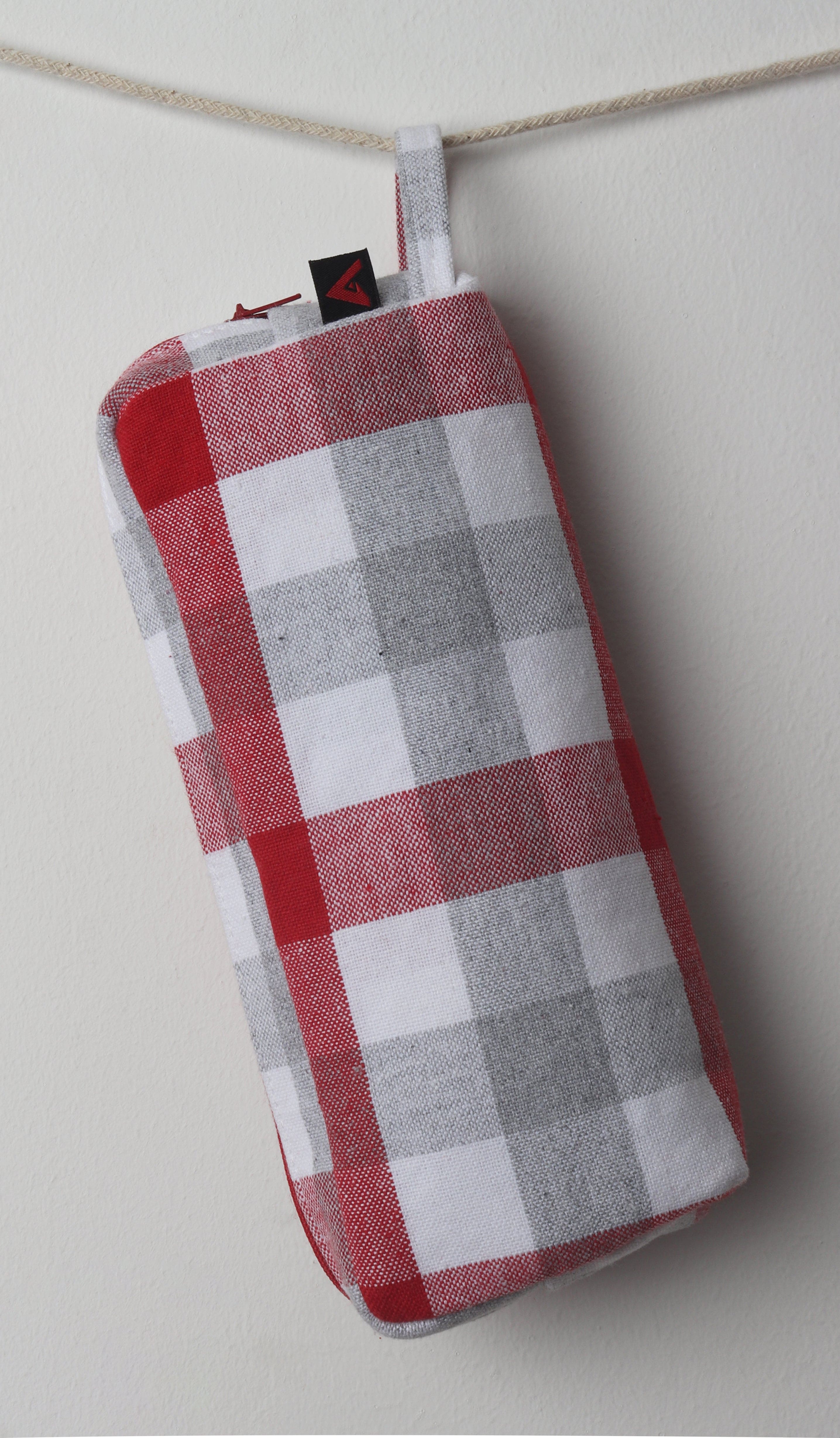 Cotton Checked Orange Pencil Pouches