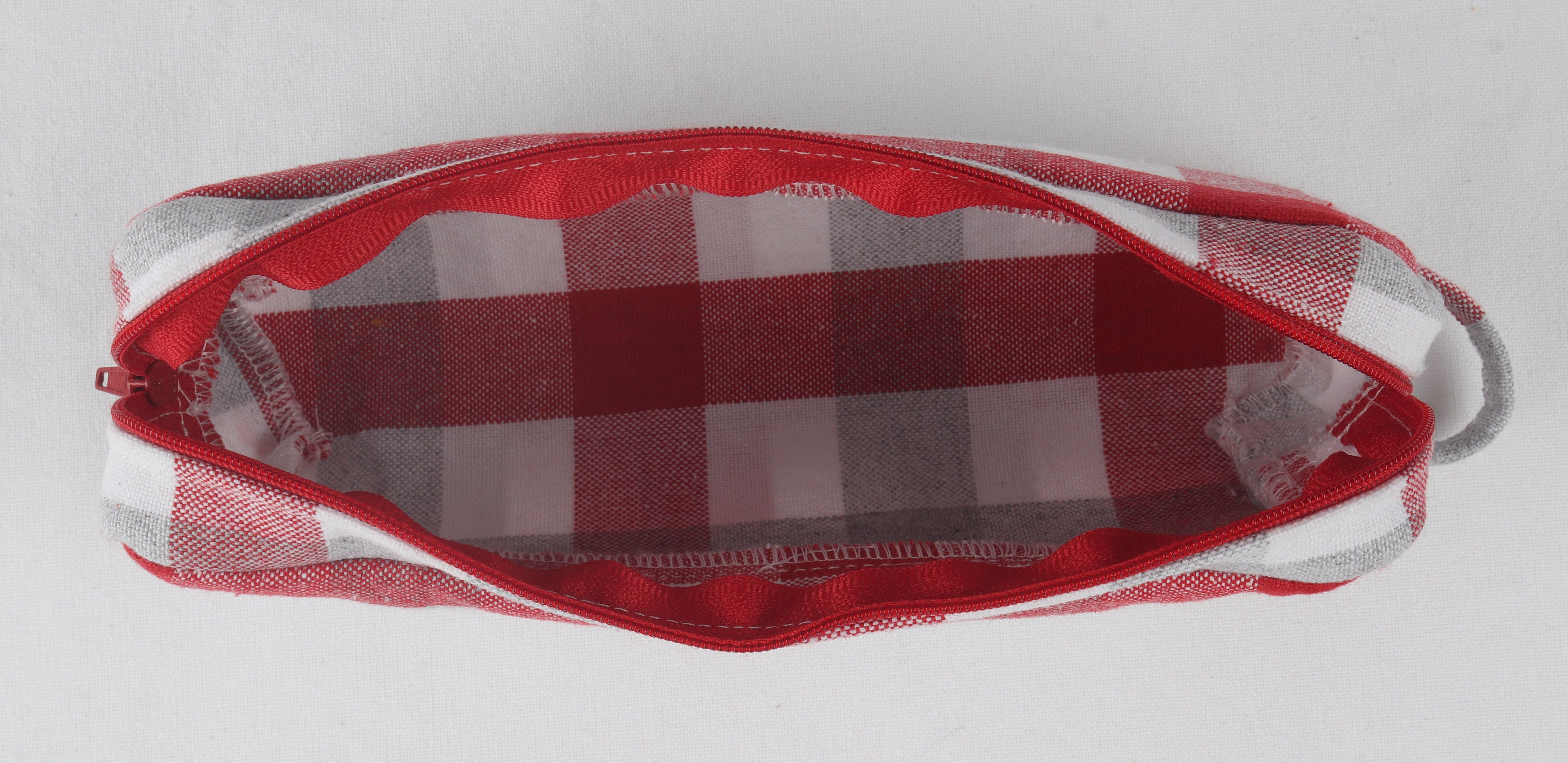 Cotton Checked Orange Pencil Pouches