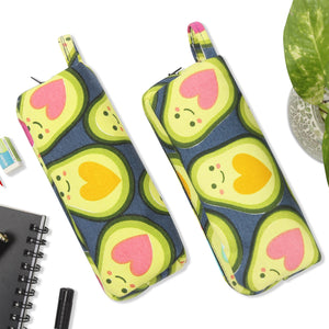 Cotton Pink & Orange Heart Pencil Pouches - Pack of 2 pcs