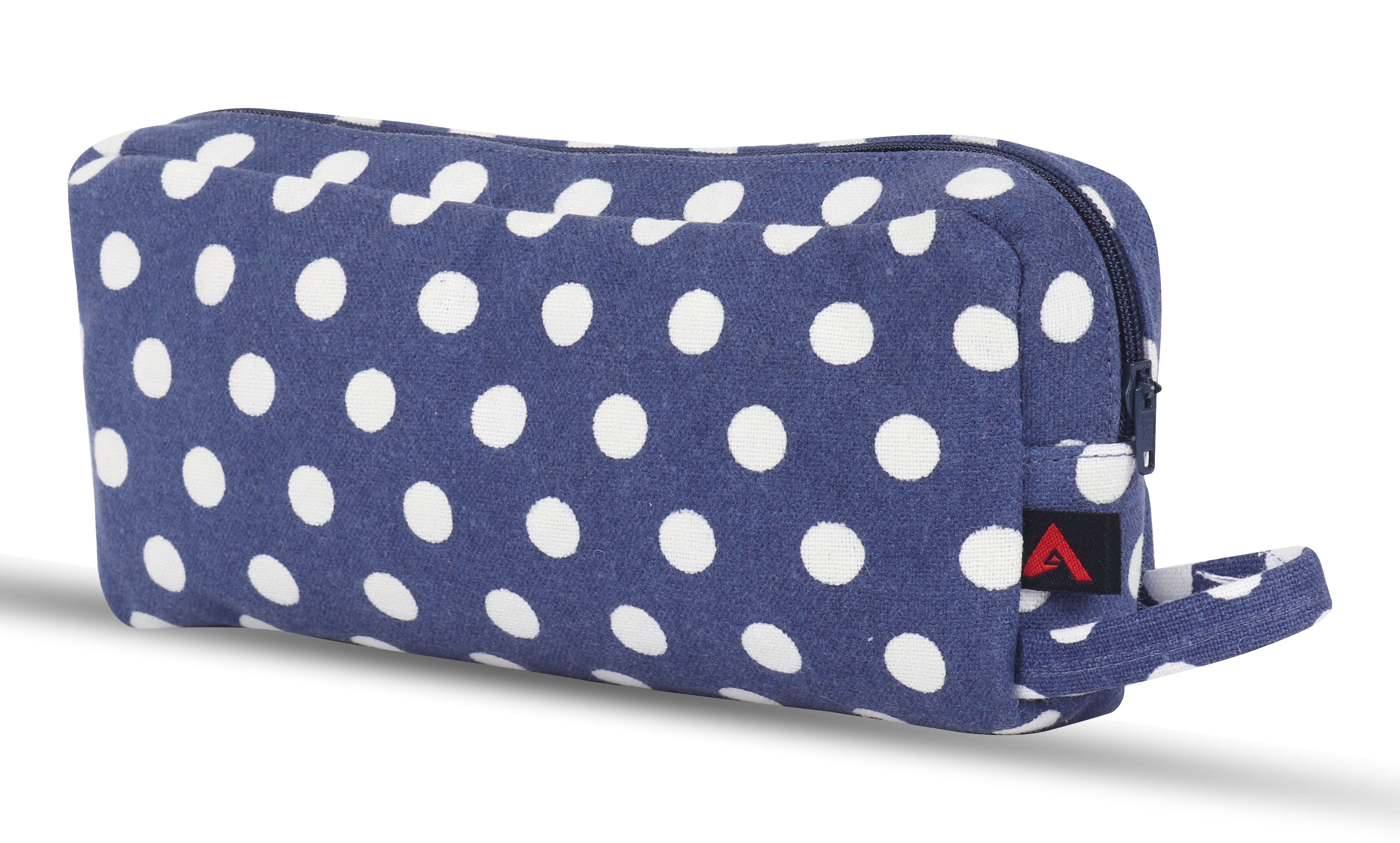 Cotton Dark Blue Dots Pencil Pouches - Pack of 2 pcs