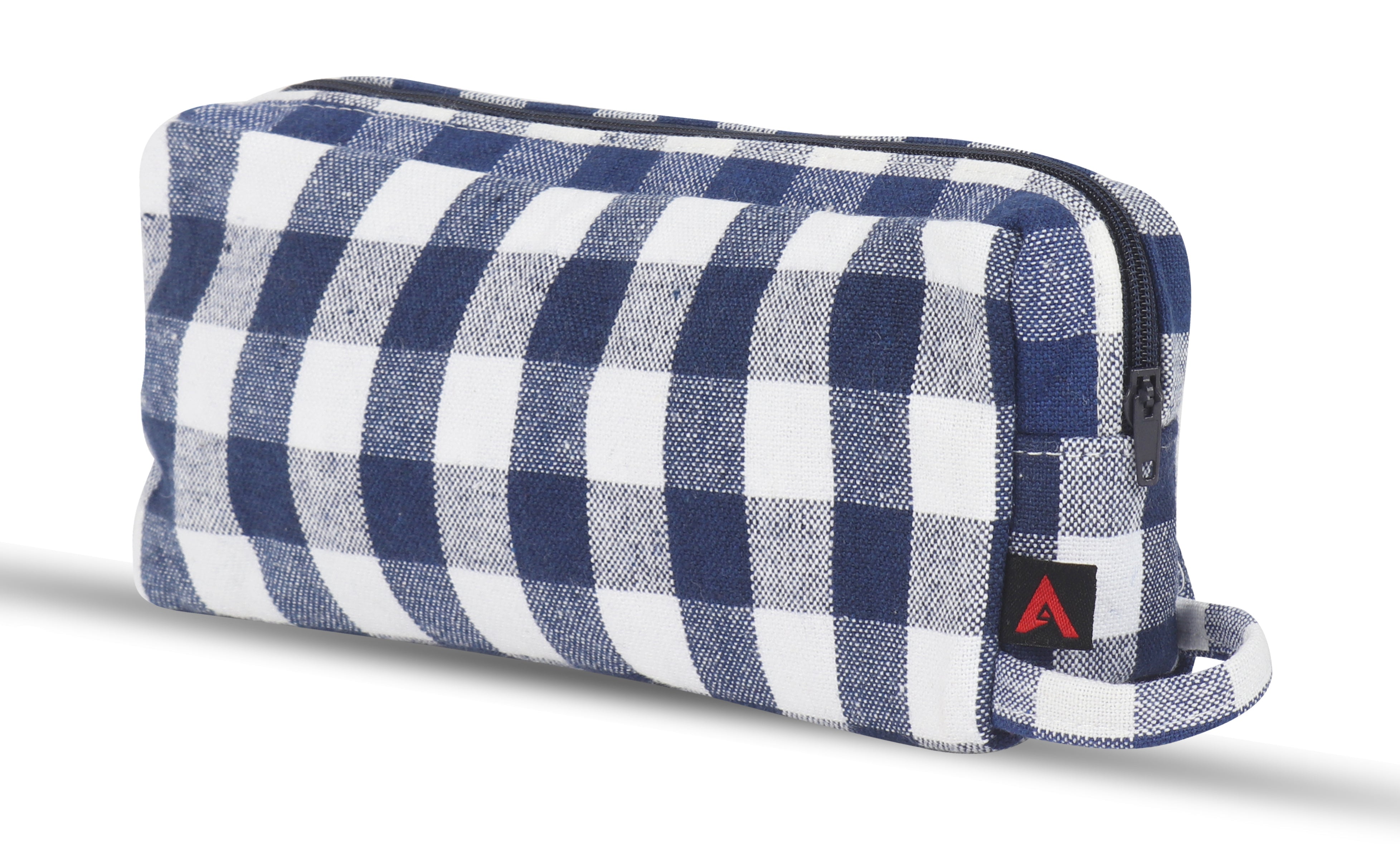 Cotton Blue White Checked Pencil Pouches - Pack of 2 pcs