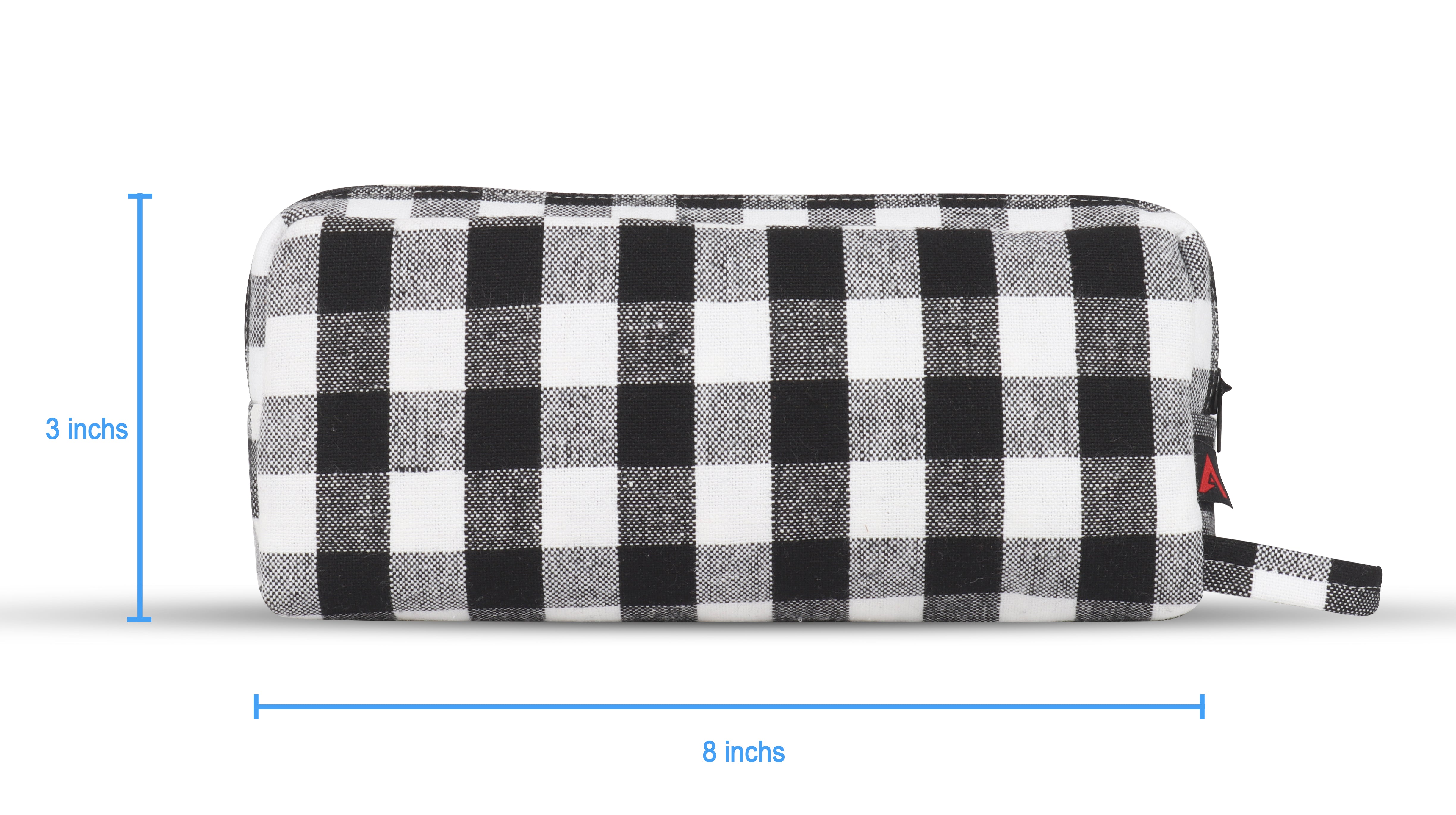 Cotton Checked Black White Pencil Pouches - Pack of 2 pcs