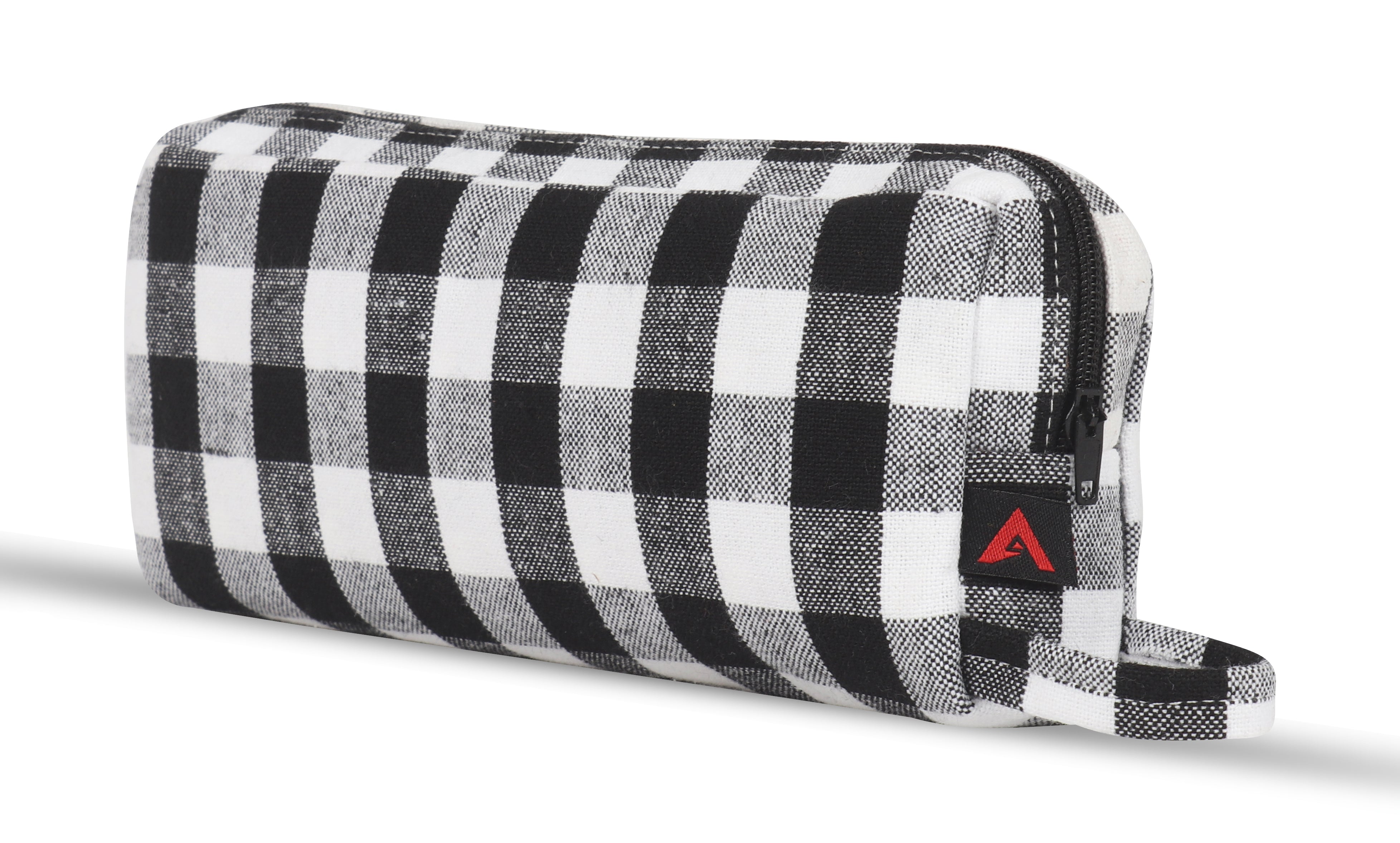 Cotton Checked Black White Pencil Pouches - Pack of 2 pcs