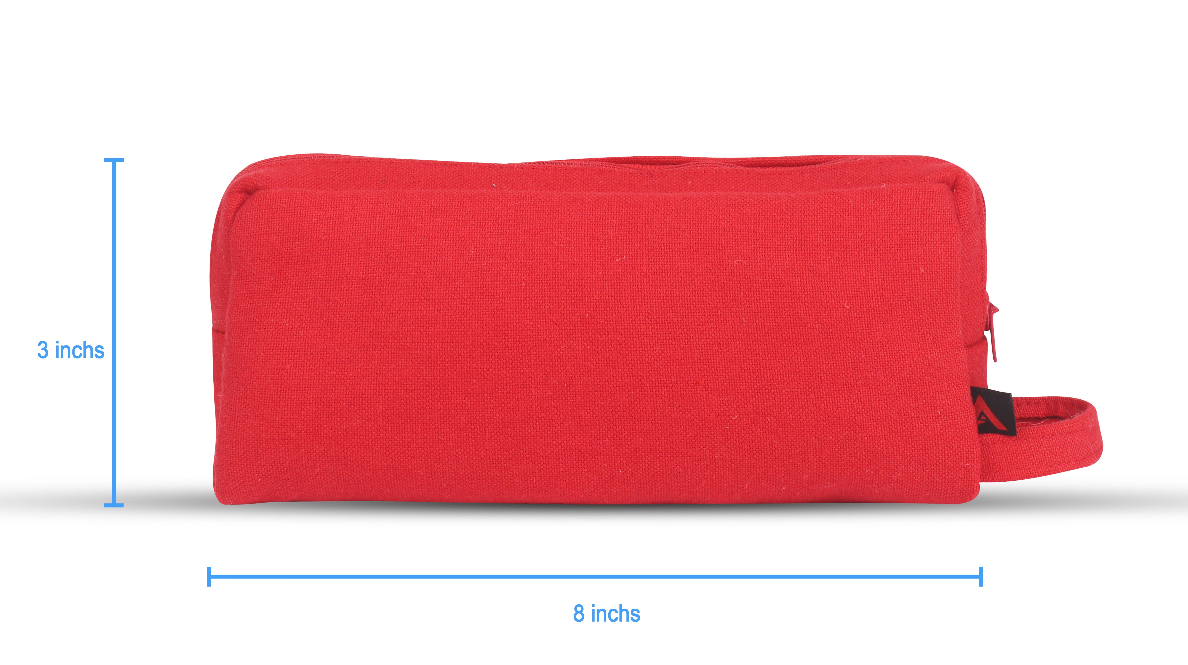 Cotton Solid Red Pencil Pouches - Pack of 2 pcs