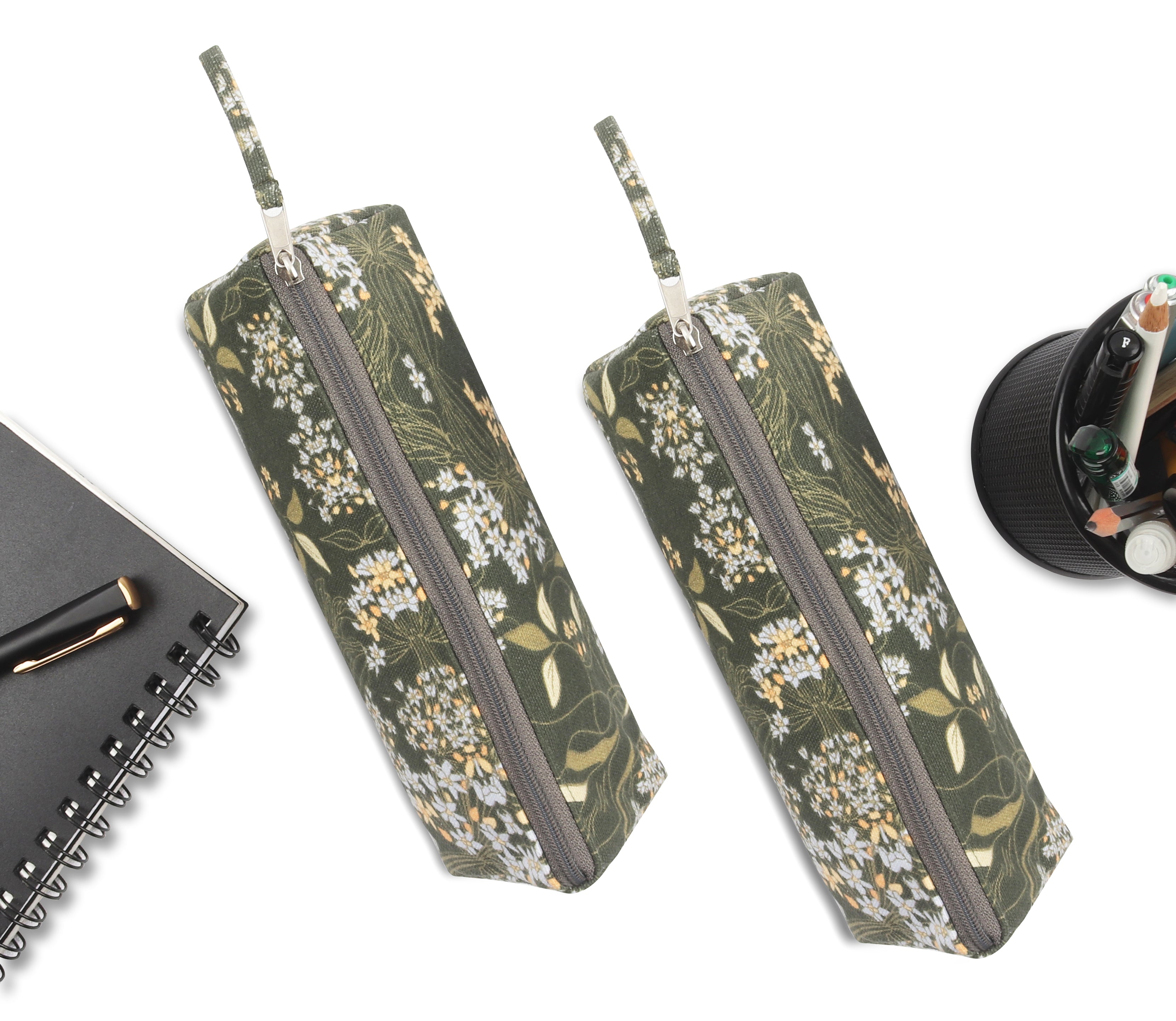 Cotton Green Floral Pencil Pouches - Pack of 2 pcs