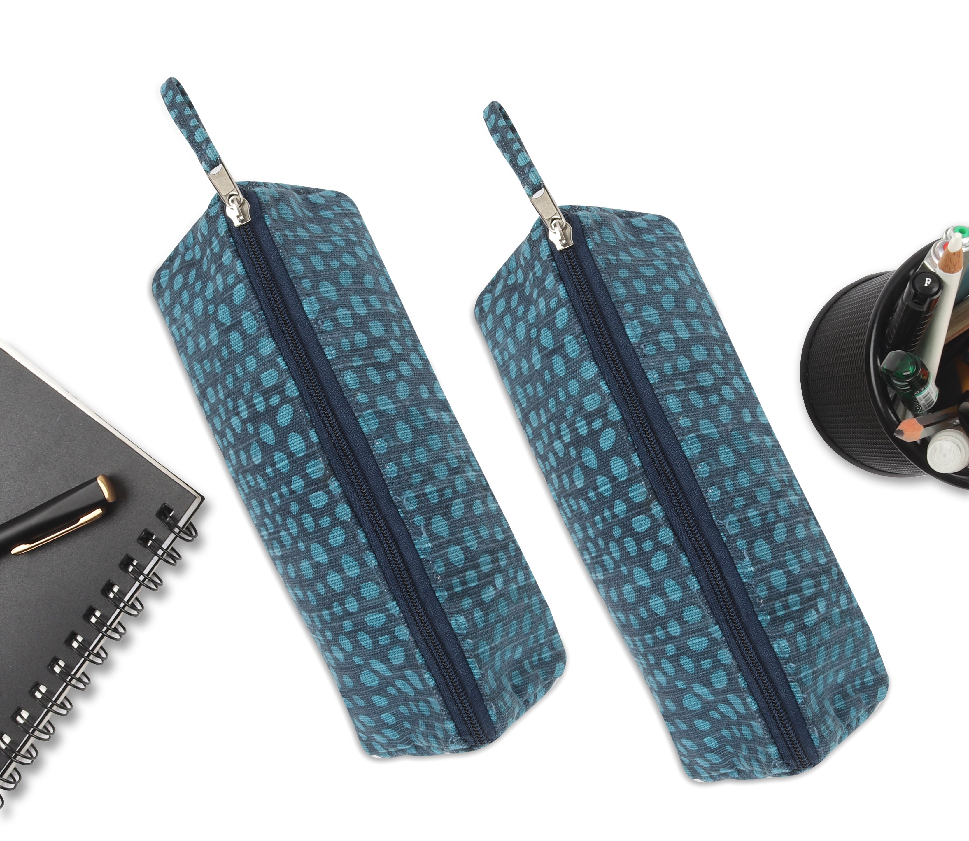 Cotton Black & Blue Pouches - Pack of 2 pcs