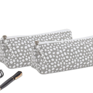 Cotton Ash Grey Dot Pencil Pouches - Pack of 2 pcs