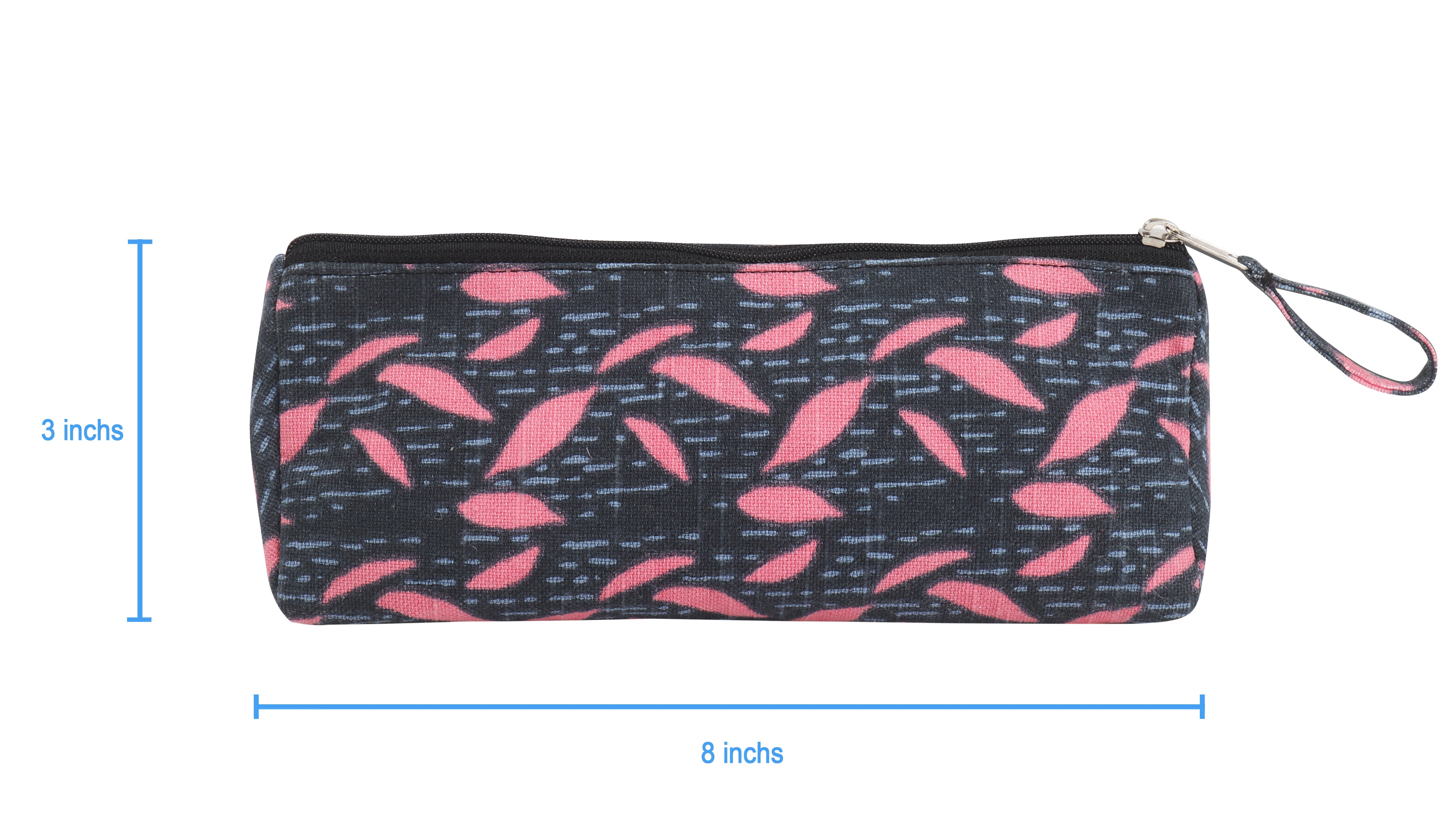 Cotton Blue Pink Leaf Pencil Pouches - Pack of 2 pcs