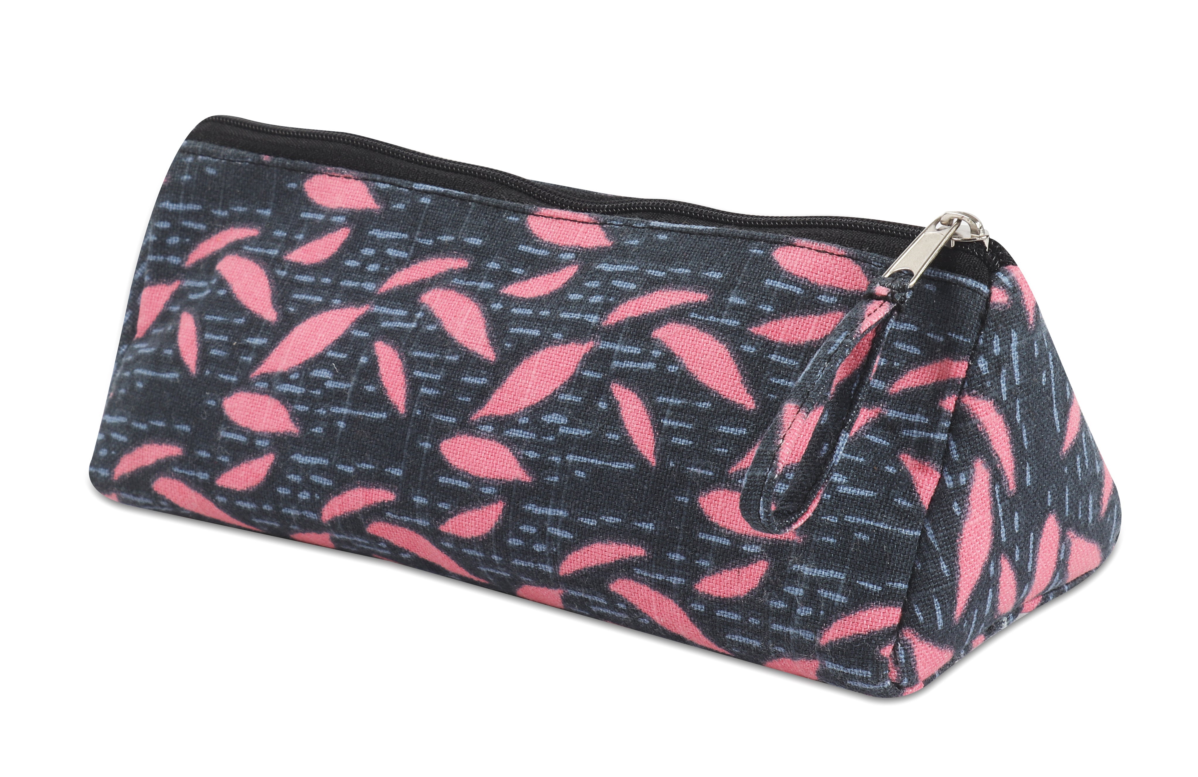 Cotton Blue Pink Leaf Pencil Pouches - Pack of 2 pcs