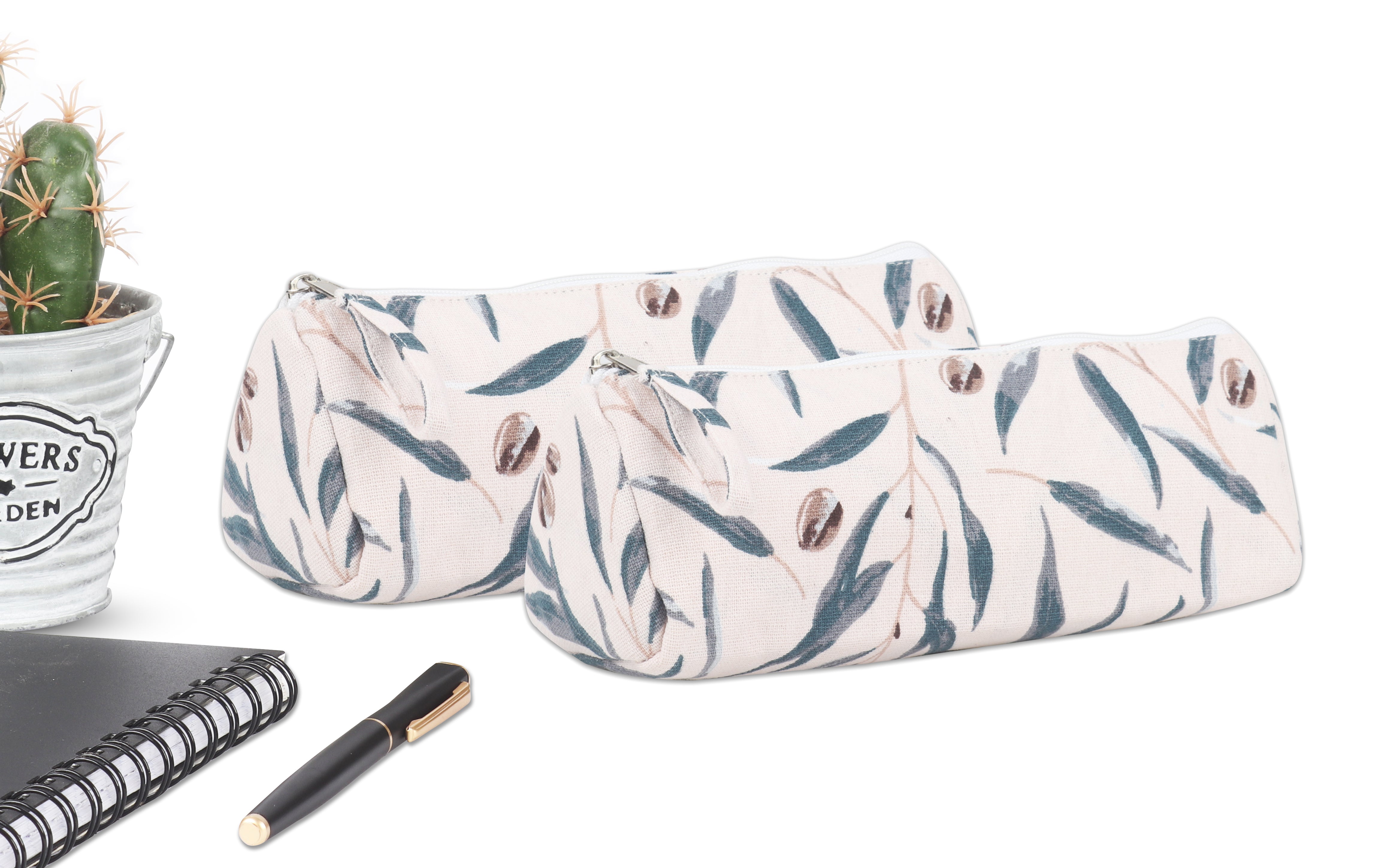 Cotton Floral Pencil Pouches - Pack of 2 pcs