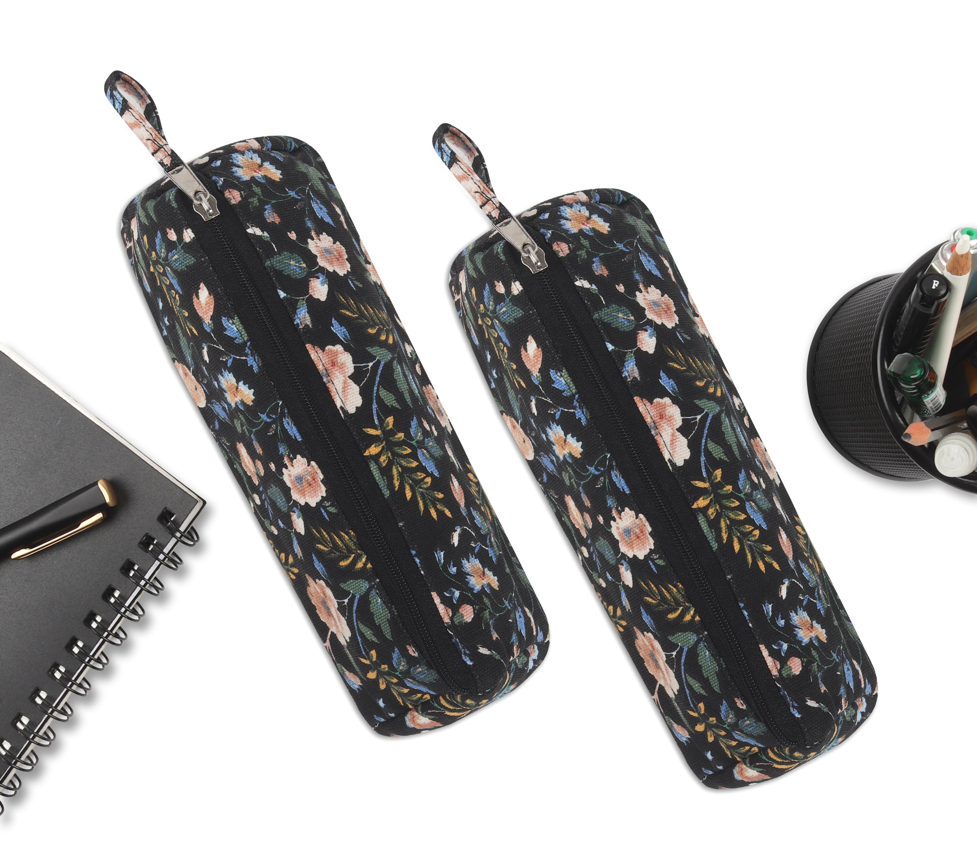 Cotton Blue Floral Pencil Pouches - Pack of 2 pcs