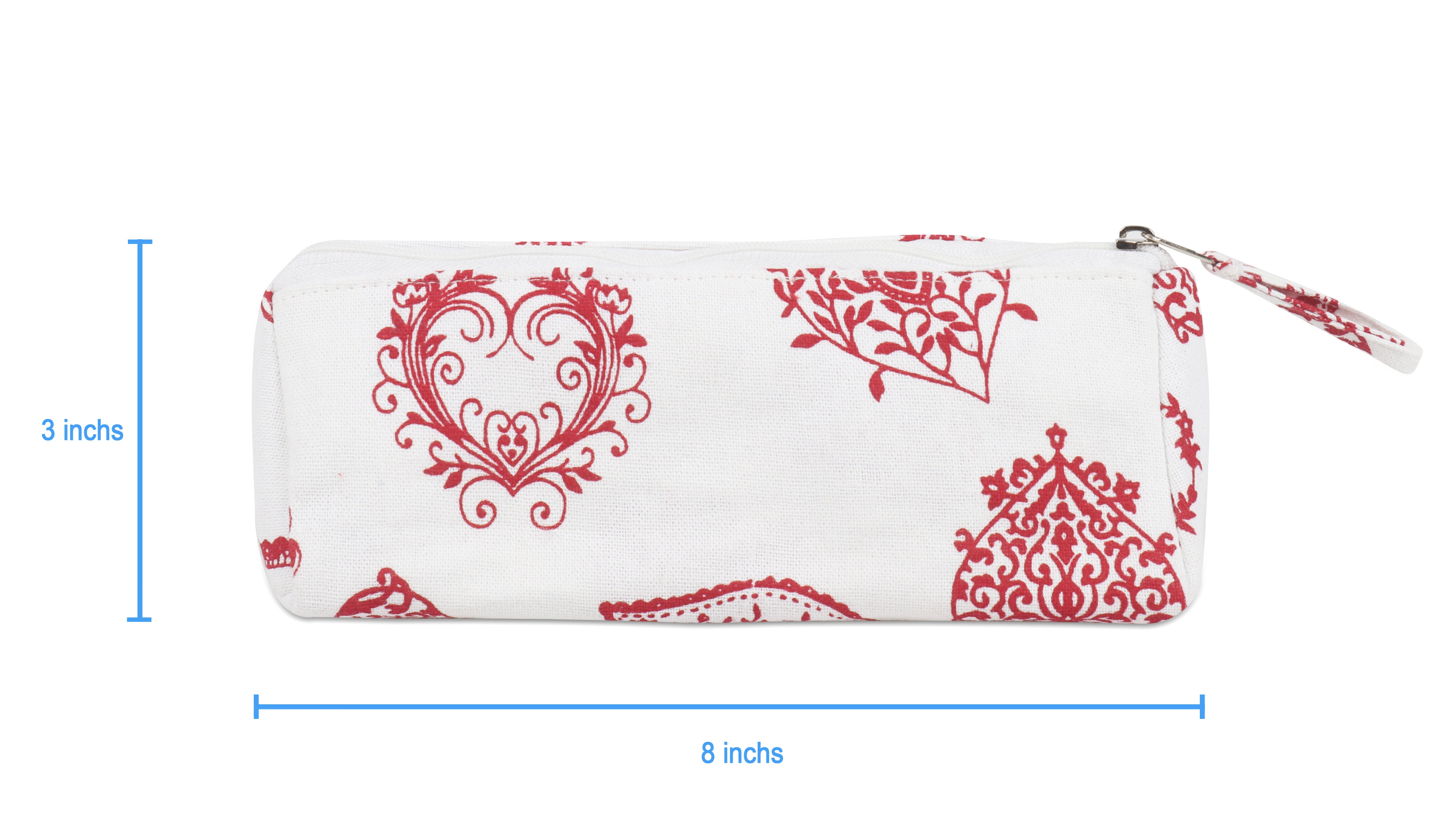 Cotton Red Heart Pencil Pouches - Pack of 2 pcs