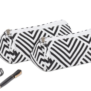 Cotton Black Checked Pencil Pouches - Pack of 2 pcs