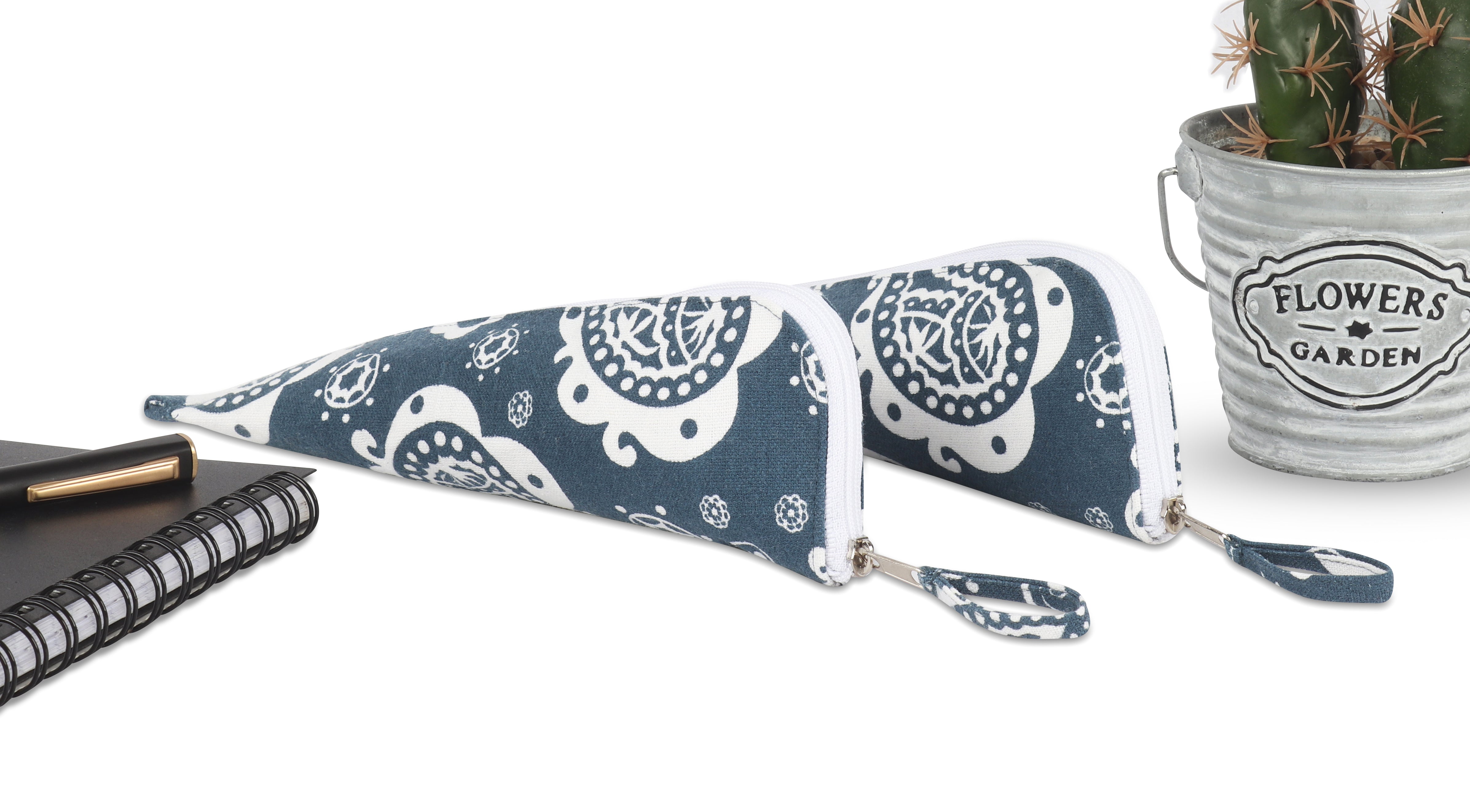 Cotton Dark Grey Pencil Pouches - Pack of 2 pcs