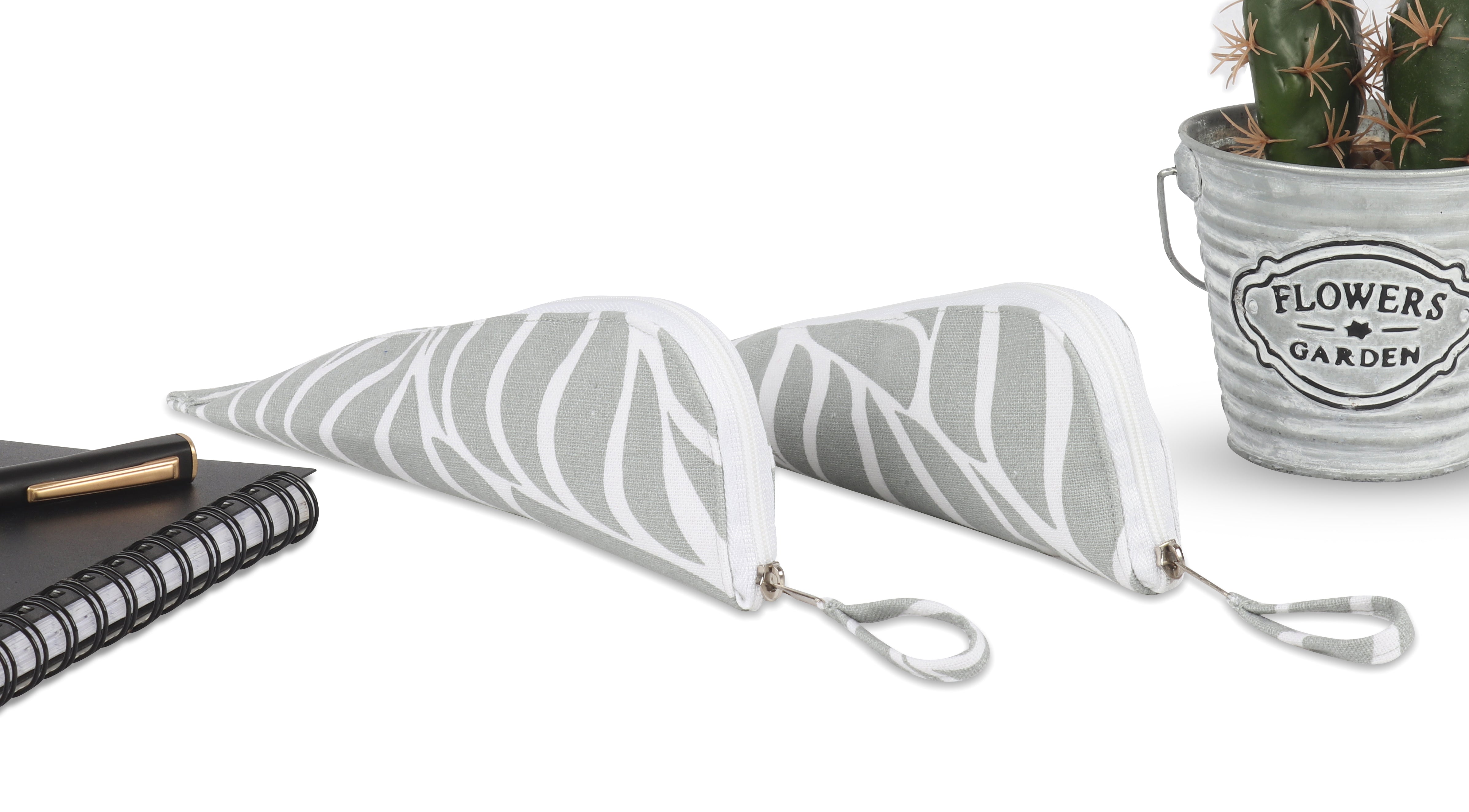 Cotton animal Grey Dot Pencil Pouches - Pack of 2 pcs