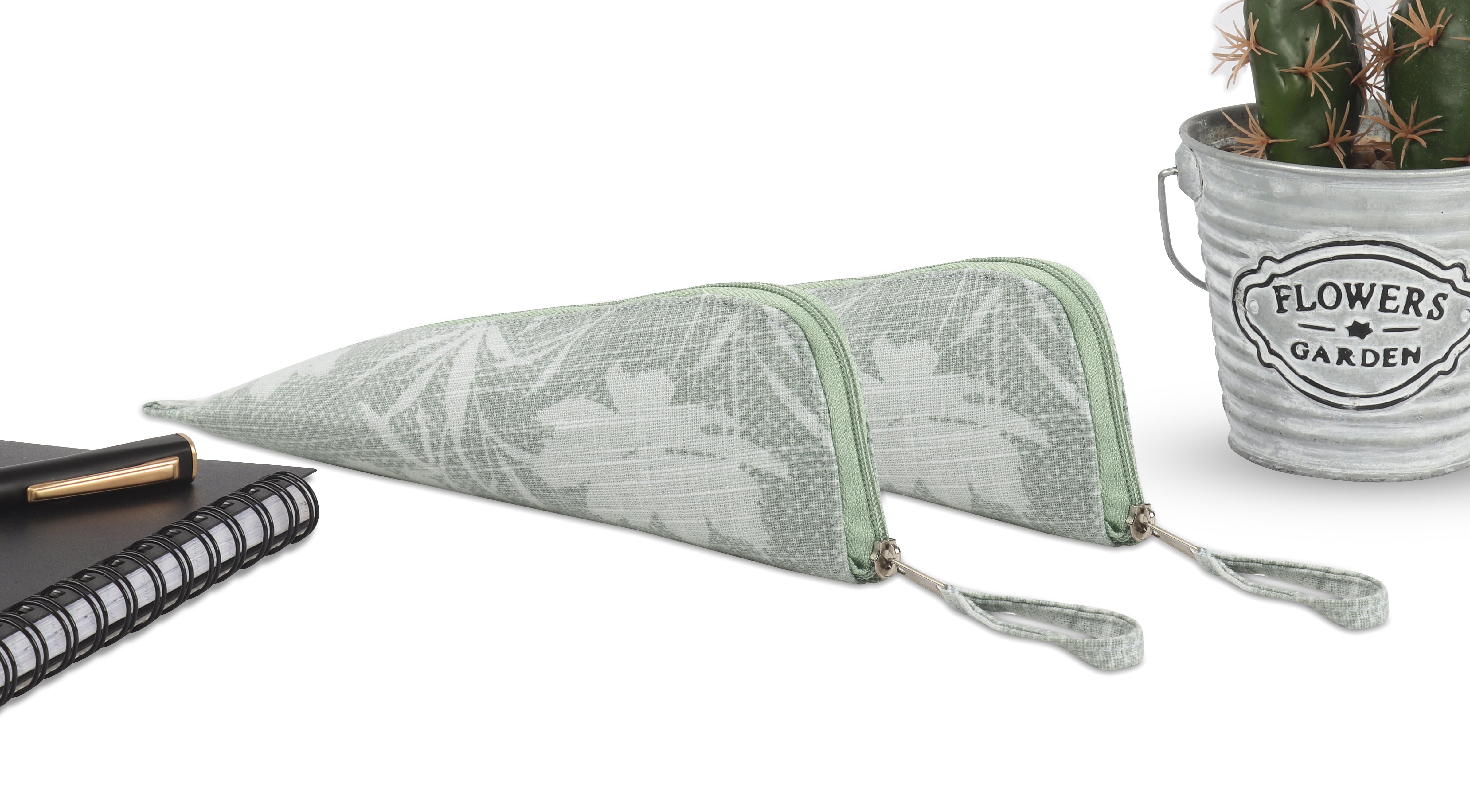 Cotton Grey & White Pencil Pouches - Pack of 2 pcs