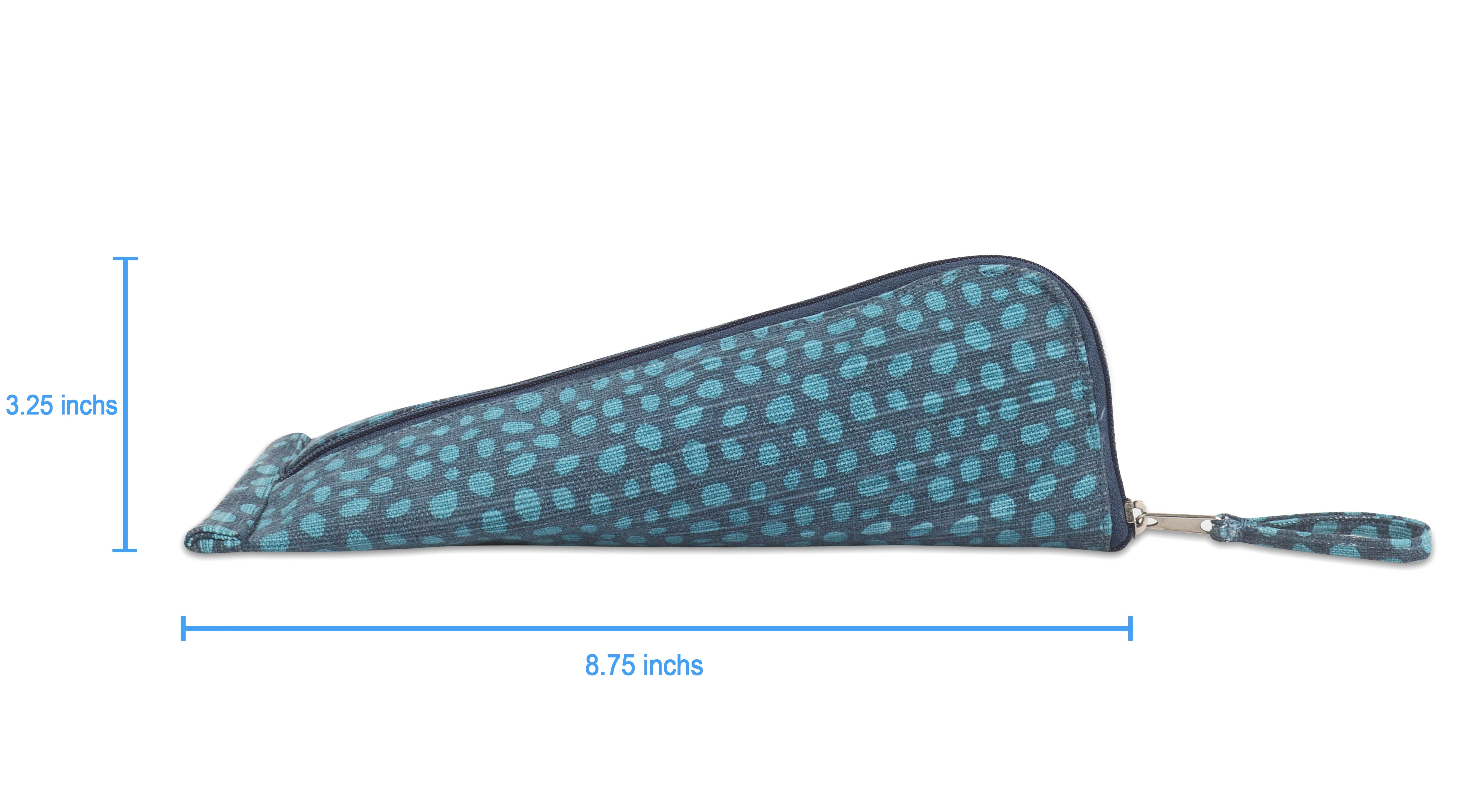 Cotton Blue Dot Pencil Pouches - Pack of 2 pcs