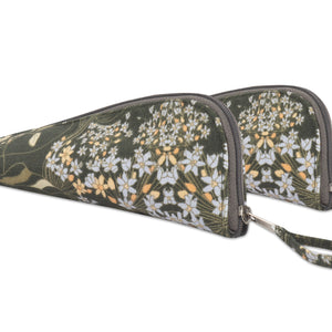 Cotton Brown Orange Floral Pencil Pouches - Pack of 2 pcs