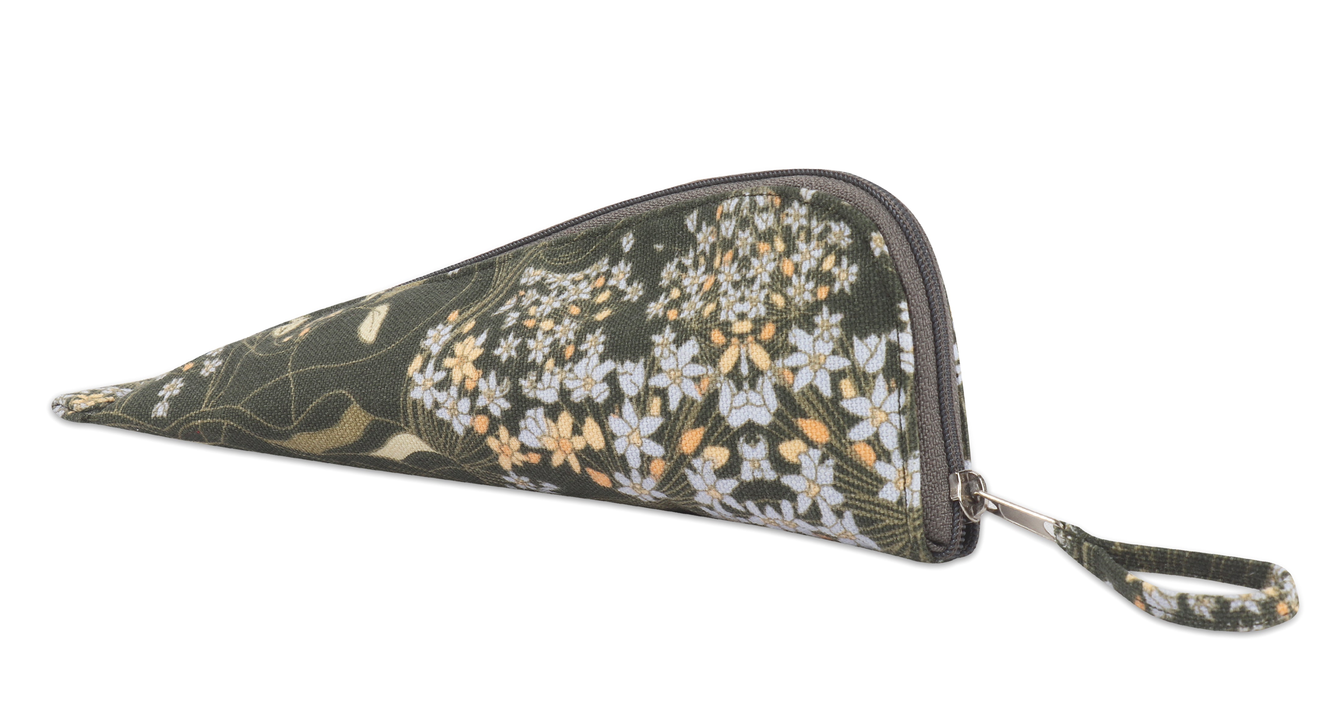 Cotton Brown Orange Floral Pencil Pouches - Pack of 2 pcs