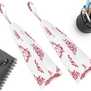 Cotton White Floral Pencil Pouches - Pack of 2 pcs