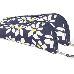 Cotton Blue & Yellow Floral Pencil Pouches - Pack of 2 pcs