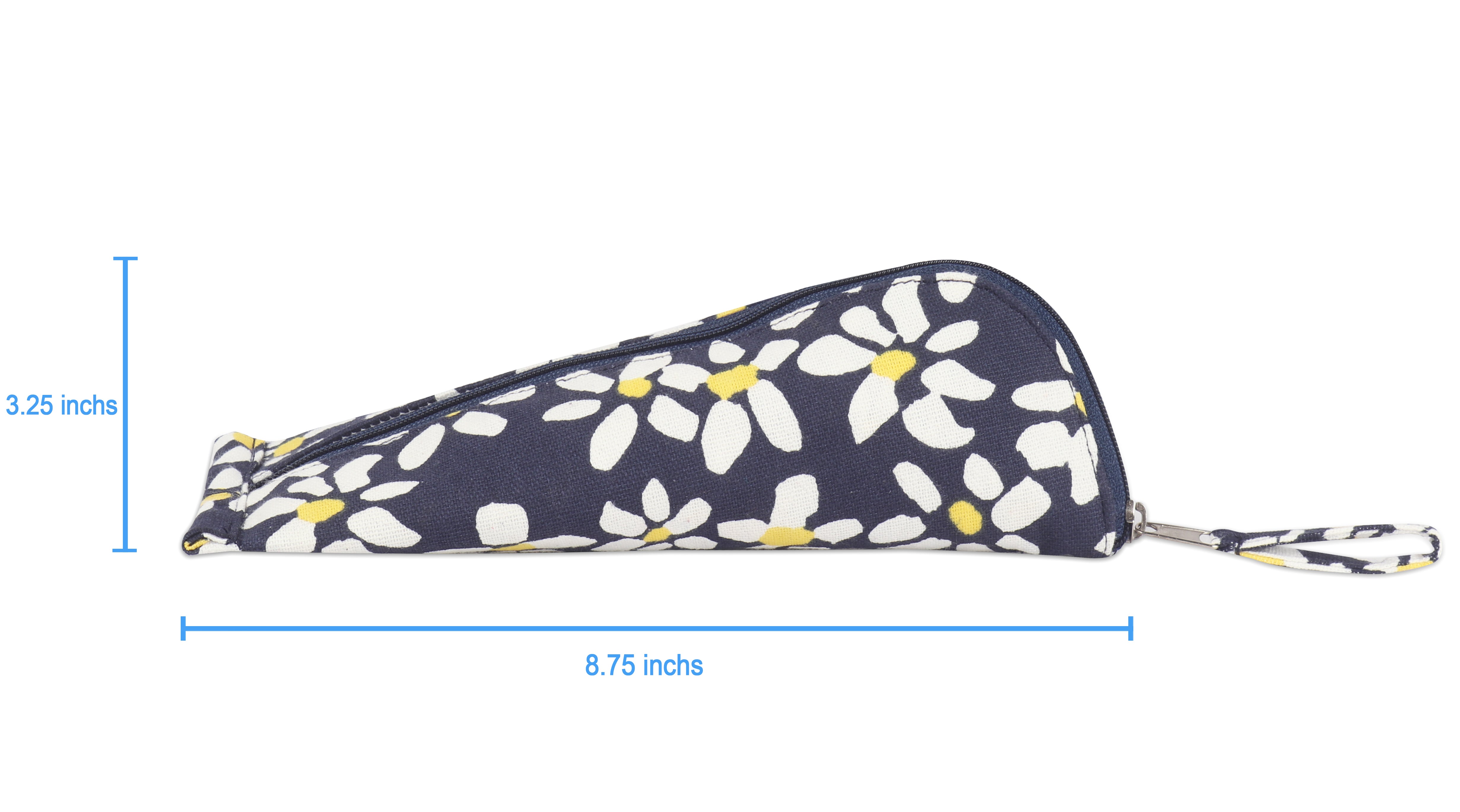 Cotton Blue & Yellow Floral Pencil Pouches - Pack of 2 pcs