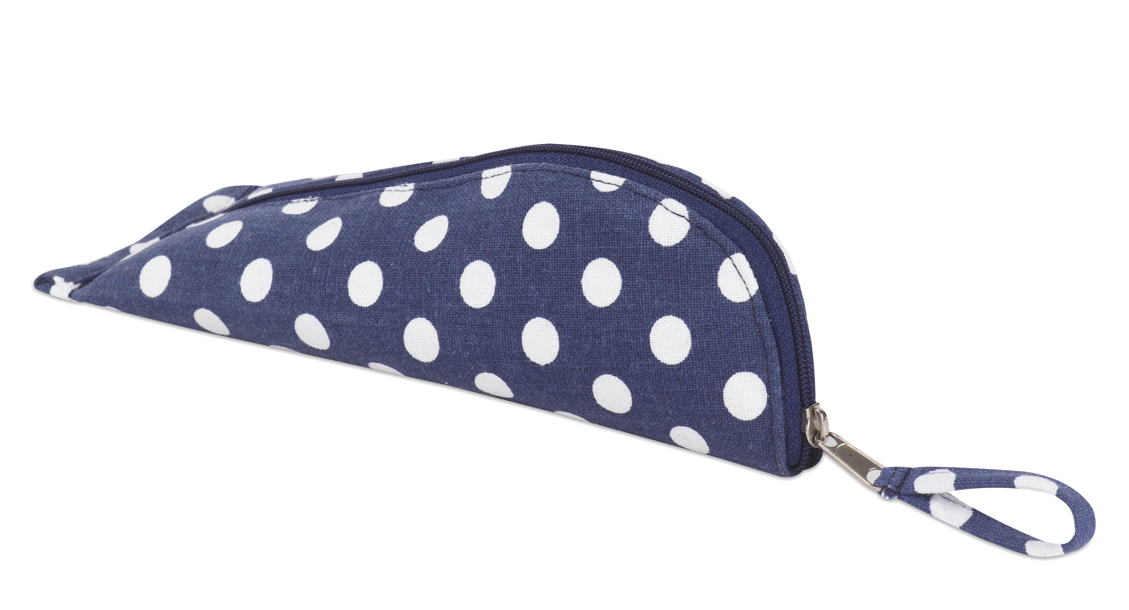 Cotton Dark Blue White Dot Pencil Pouches - Pack of 2 pcs