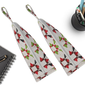 Cotton Green Red Star Pencil Pouches - Pack of 2 pcs