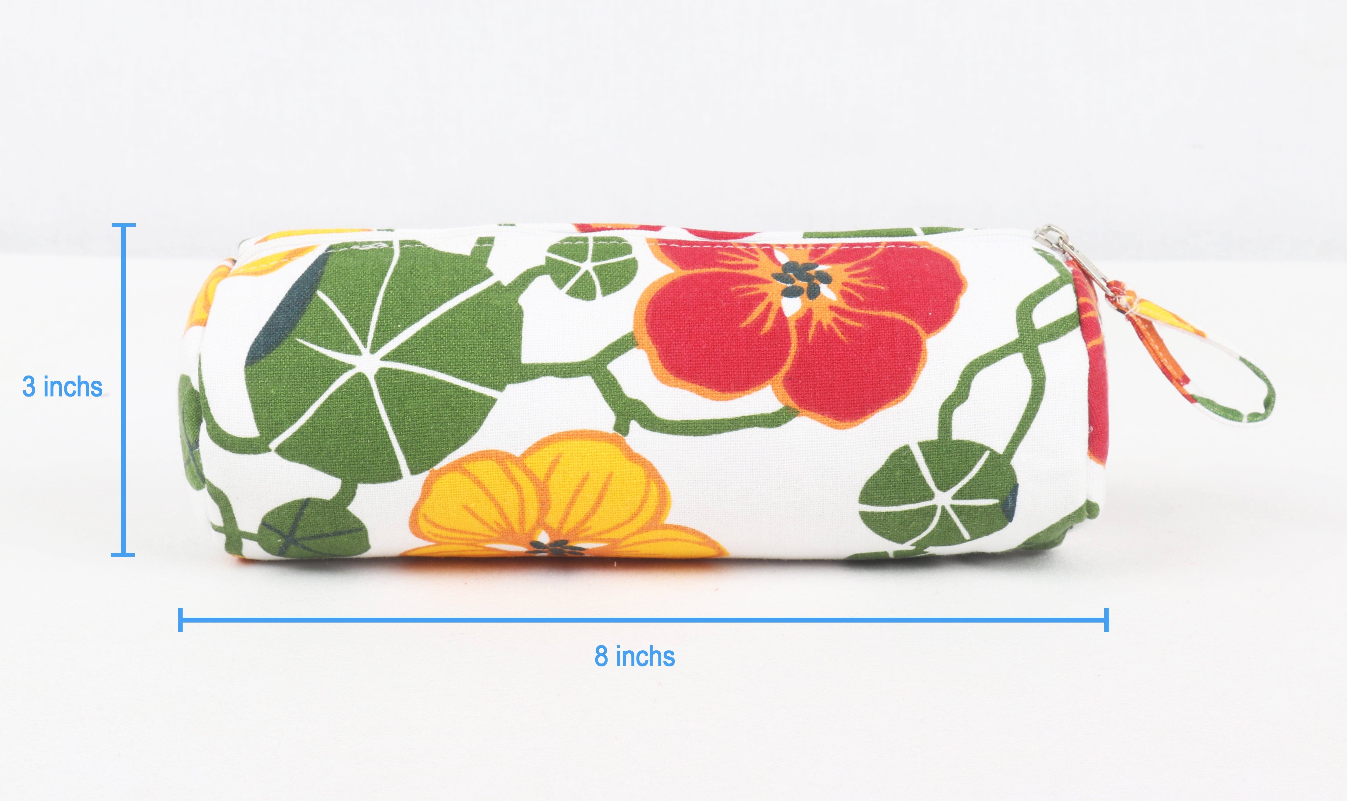 Cotton Red Green Floral Pencil Pouches - Pack of 2 pcs