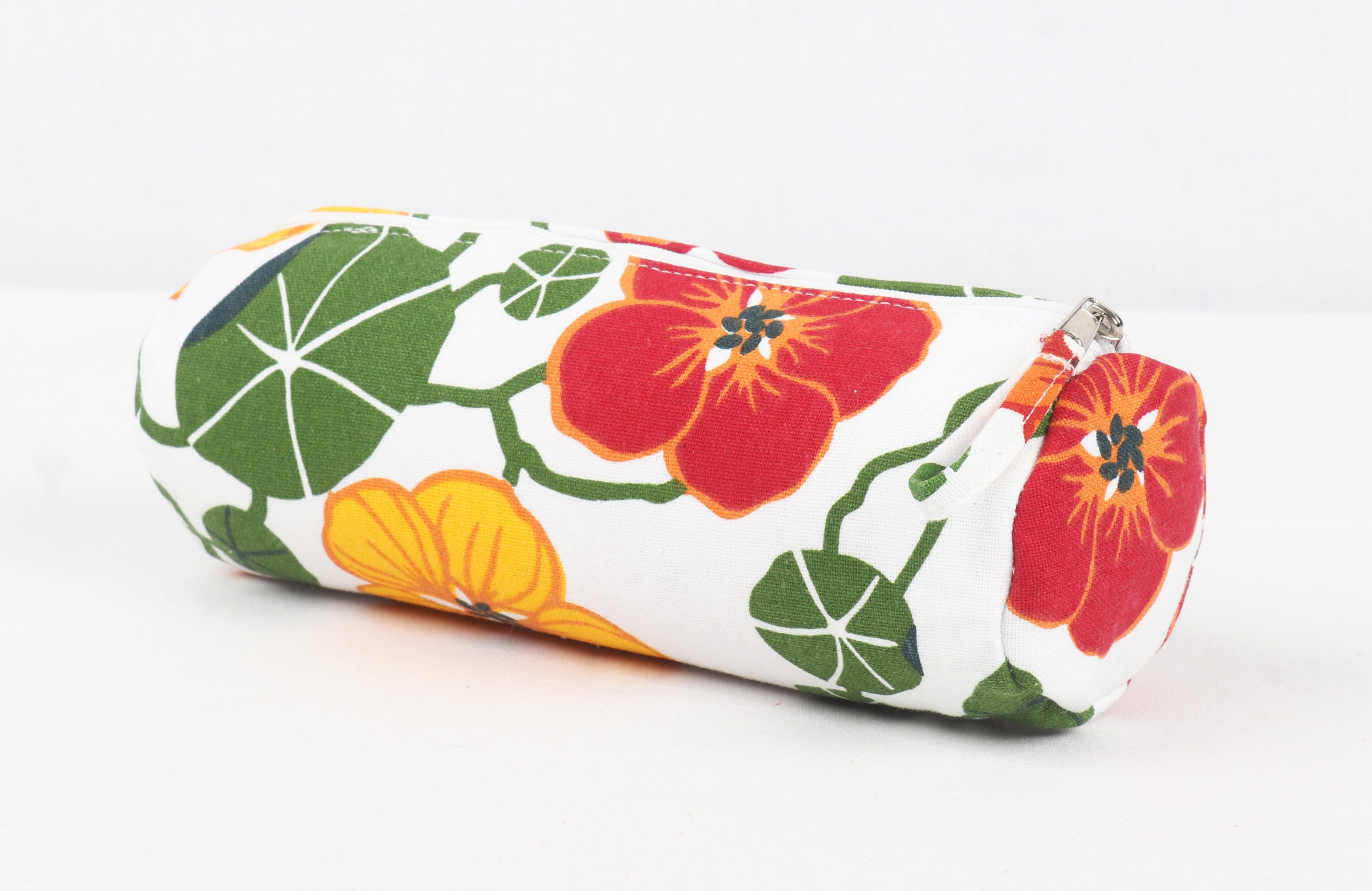 Cotton Red Green Floral Pencil Pouches - Pack of 2 pcs