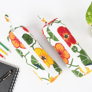 Cotton Red Green Floral Pencil Pouches - Pack of 2 pcs