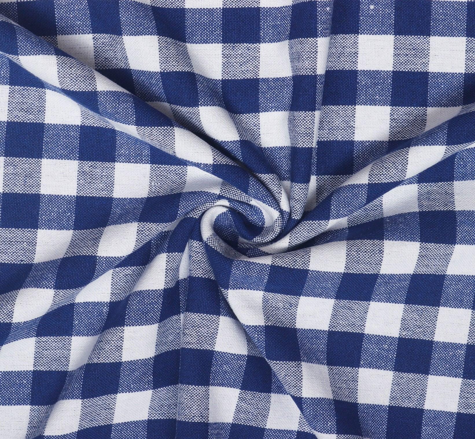 Cotton Checkered Bedsheet with Pillow Covers (Blue)