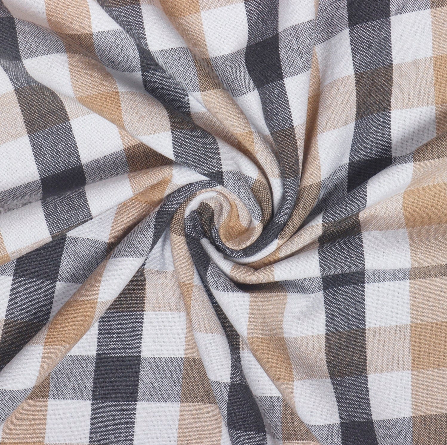 Cotton Checkered Bedsheet with Pillow Covers (Grey, Yellow)