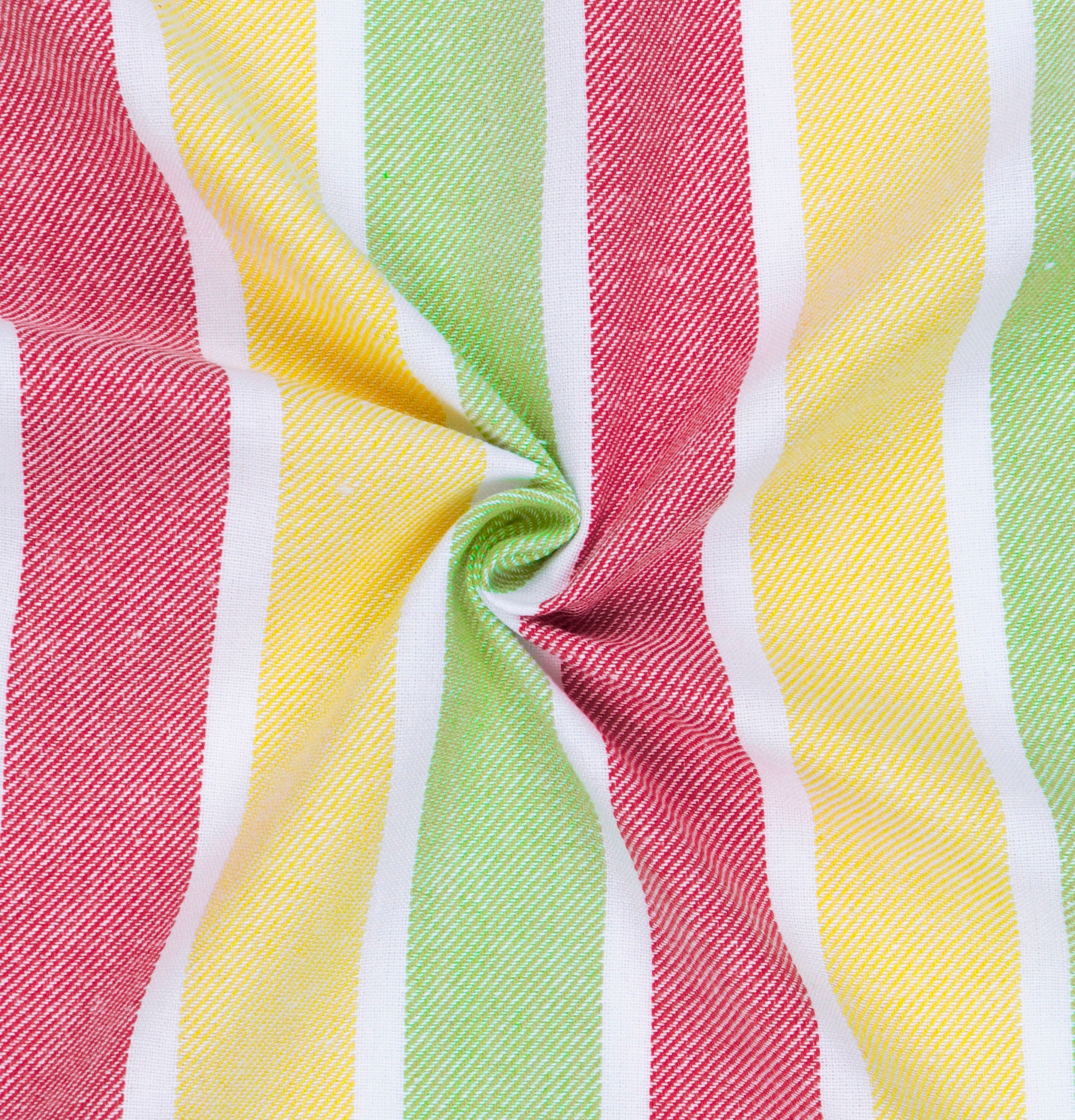 Cotton Designer Striped Bedsheet with Pillow Covers (Pink, Yellow, Green)