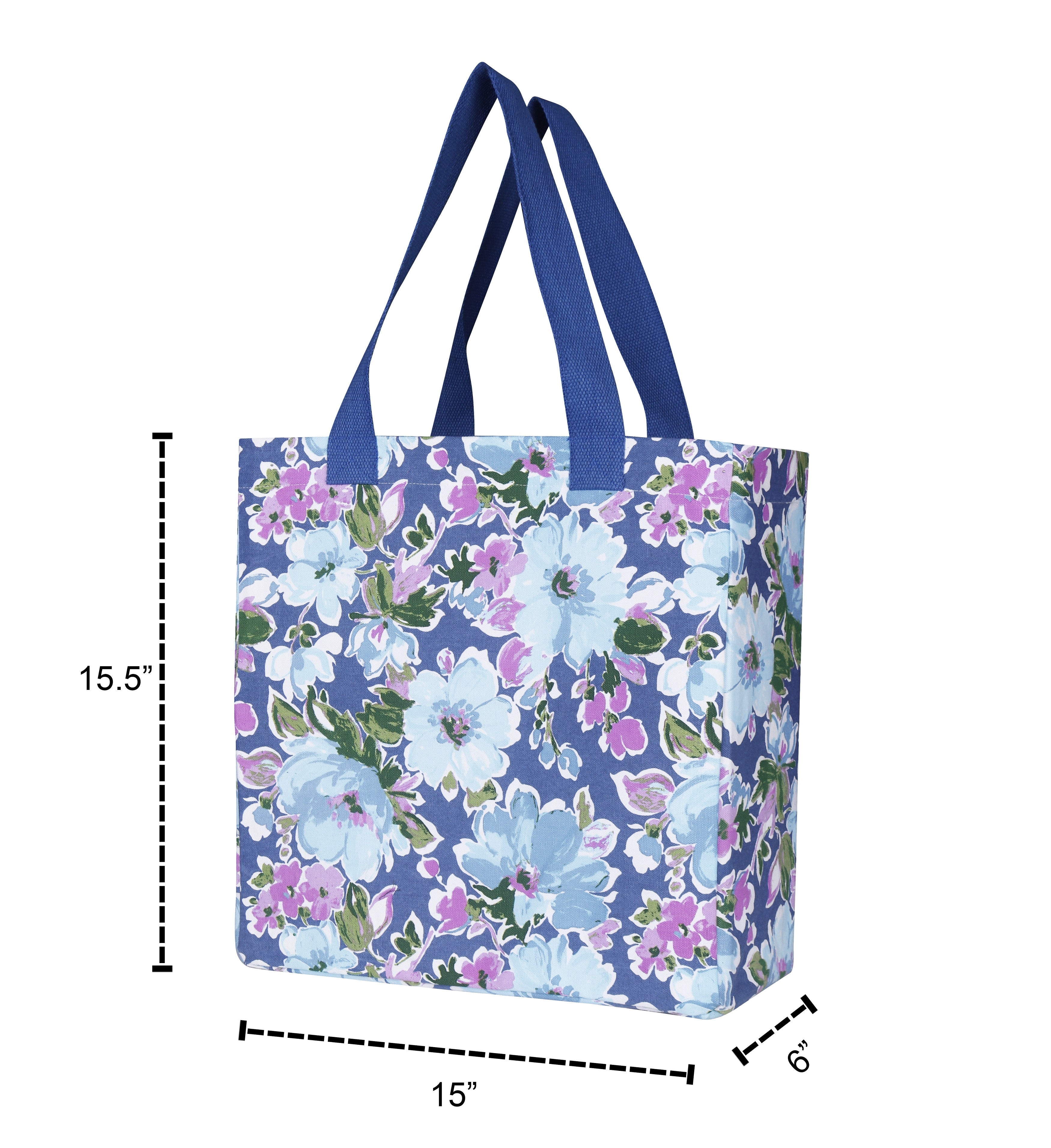 Cotton Canvas Purple Bloom Digital Printed Shopping Tote Bags