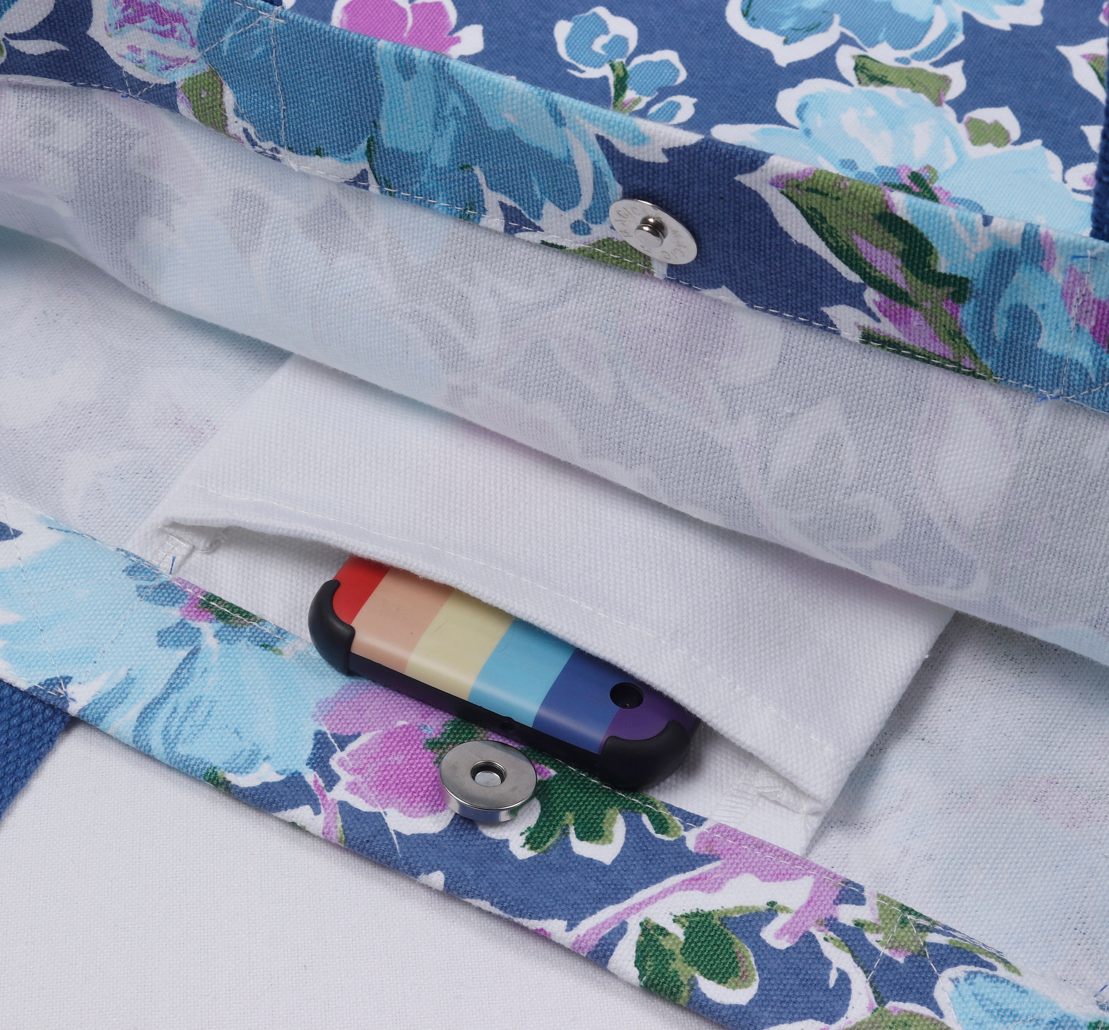 Cotton Canvas Purple Bloom Digital Printed Shopping Tote Bags