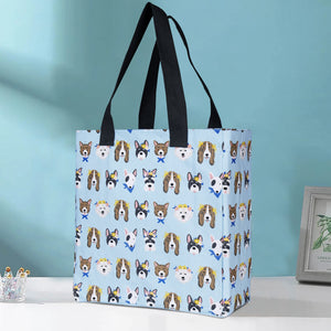 Cotton Canvas Animal Parade Digital Printed Shopping Tote Bags