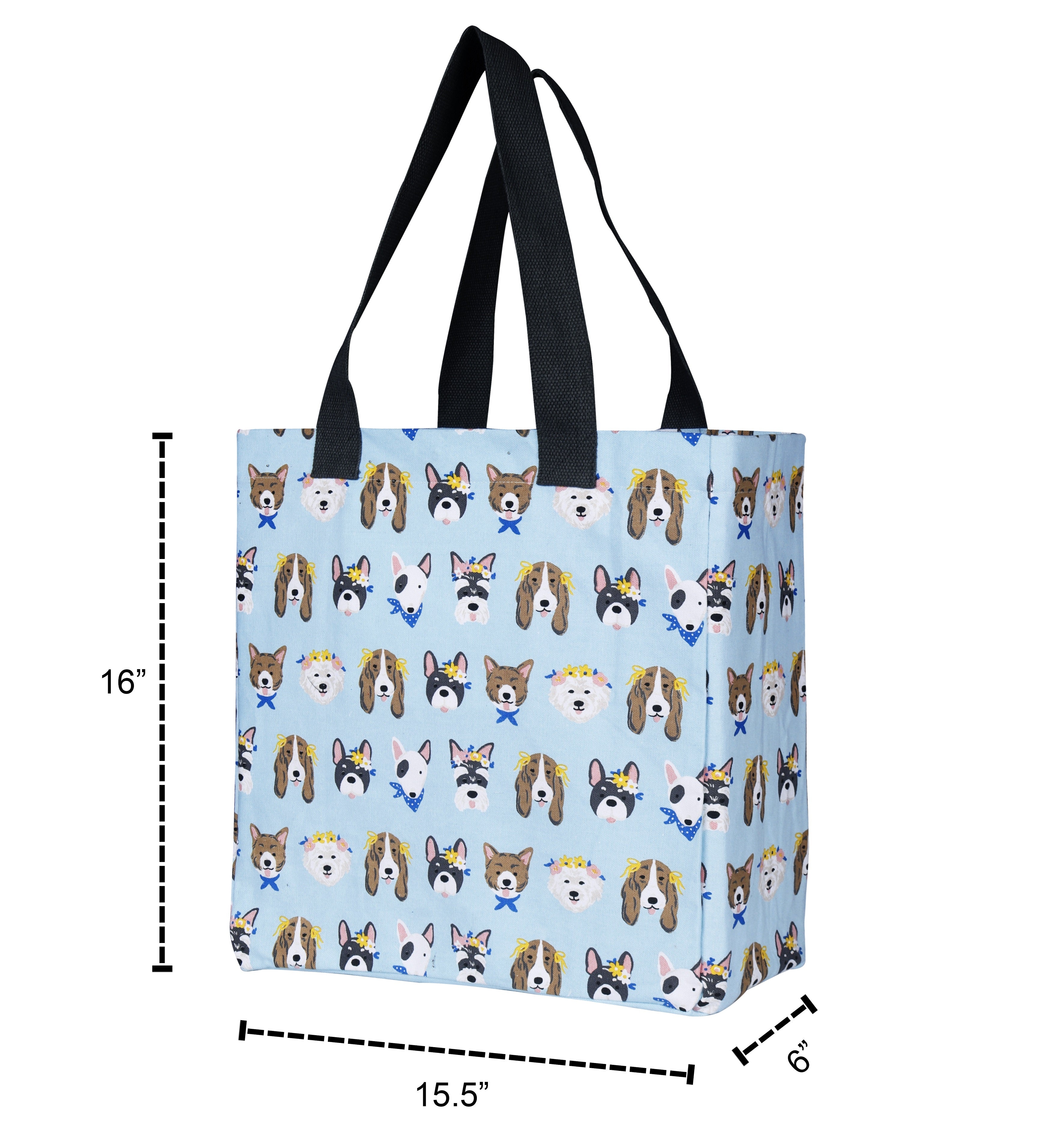 Cotton Canvas Animal Parade Digital Printed Shopping Tote Bags