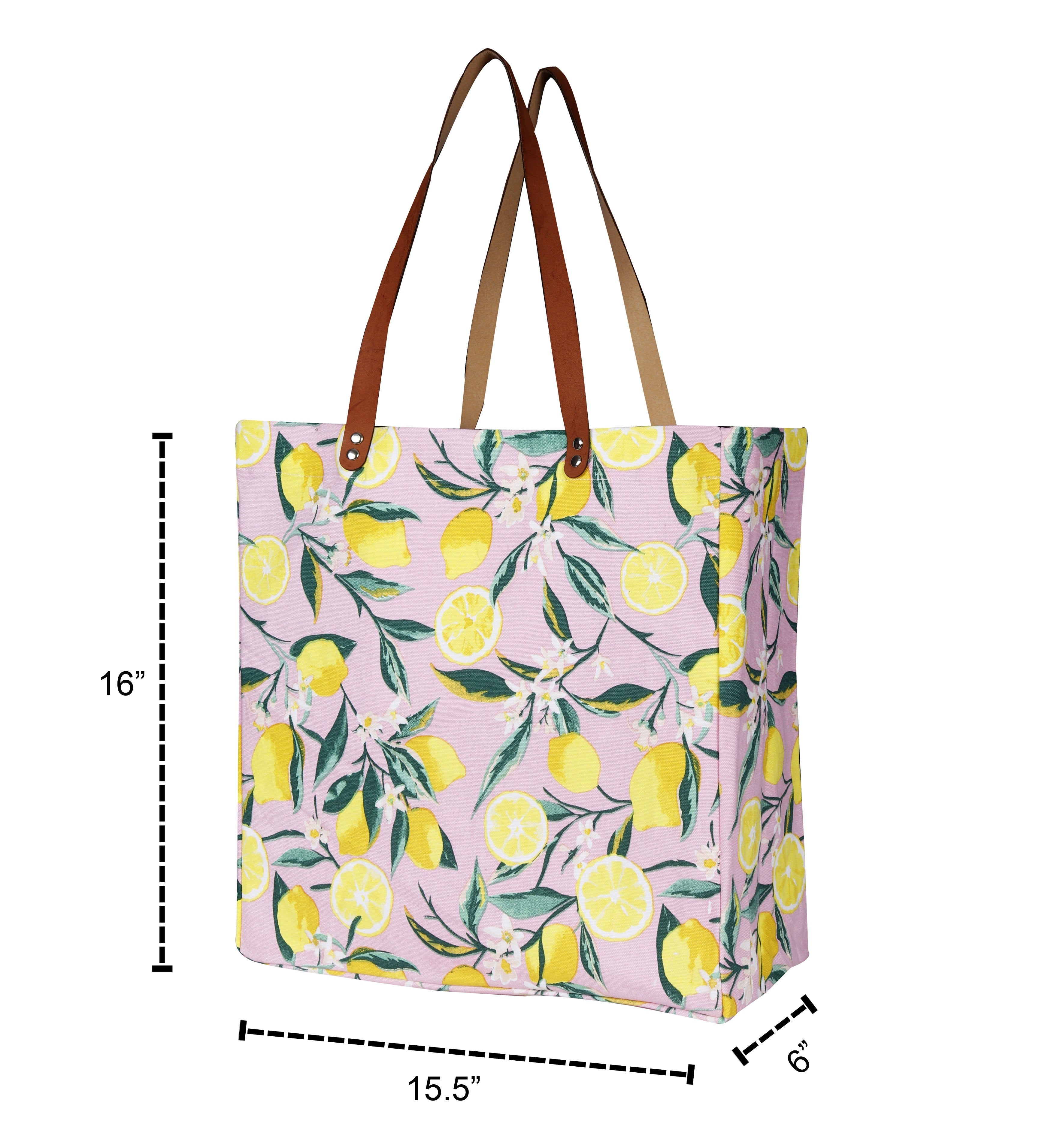 Cotton Canvas Lemon Bliss Digital Printed Shopping Tote Bags